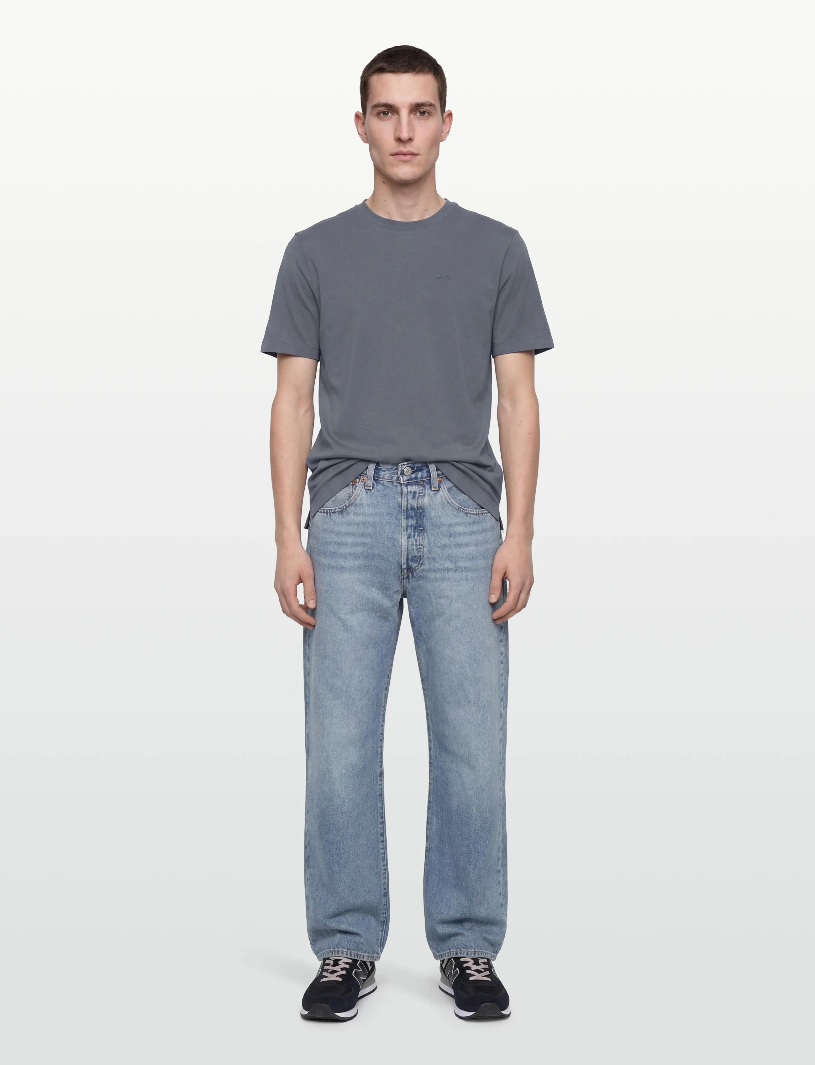 BOSS Thompson 01, Mænd, Basic T-Shirt, Blå, Str: M