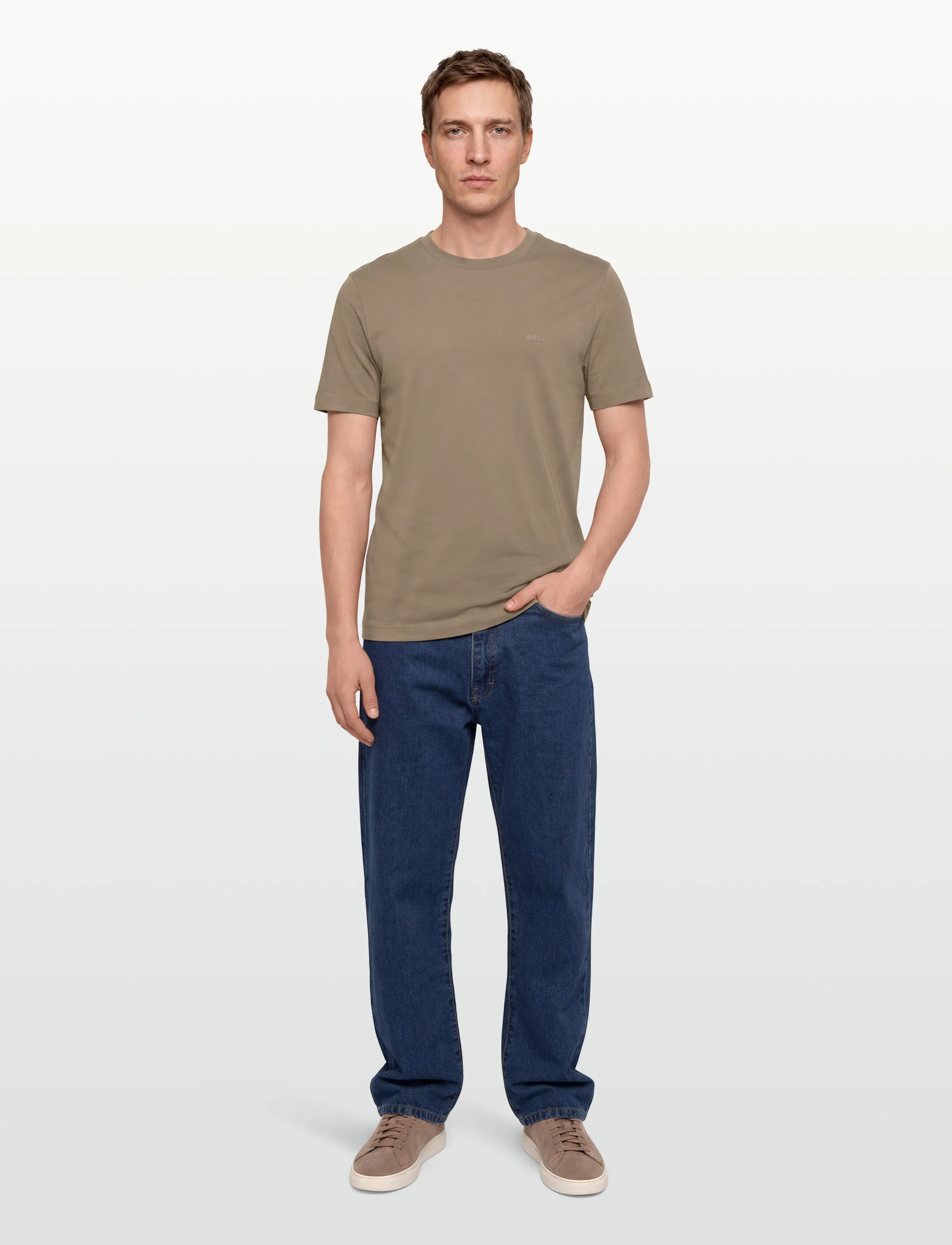 BOSS Thompson 01, Mænd, Basic T-Shirt, Beige, Str: XXL