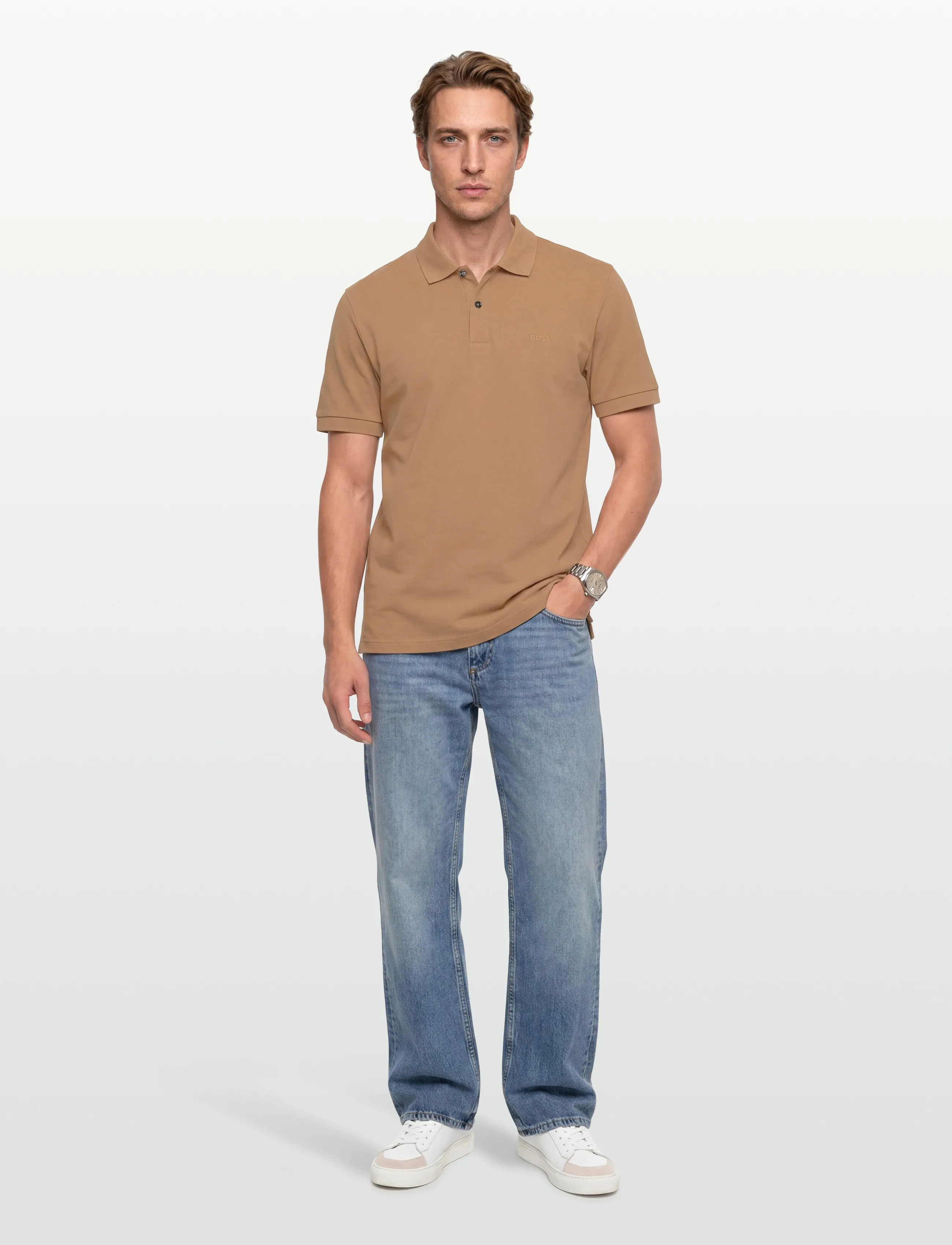 BOSS Pallas, M, Polos, Beige - Short-sleeved, Männerswear