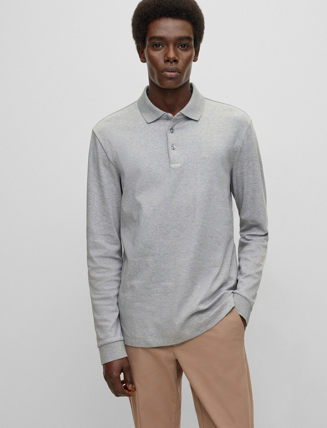 BOSS - Pado 30 - långärmade pikéer - silver - 3