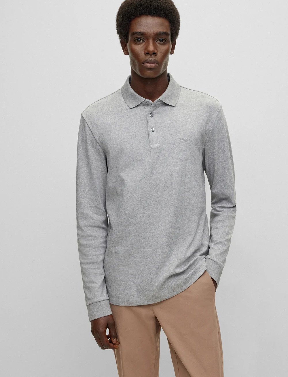 BOSS - Pado 30 - langærmede poloer - silver - 3