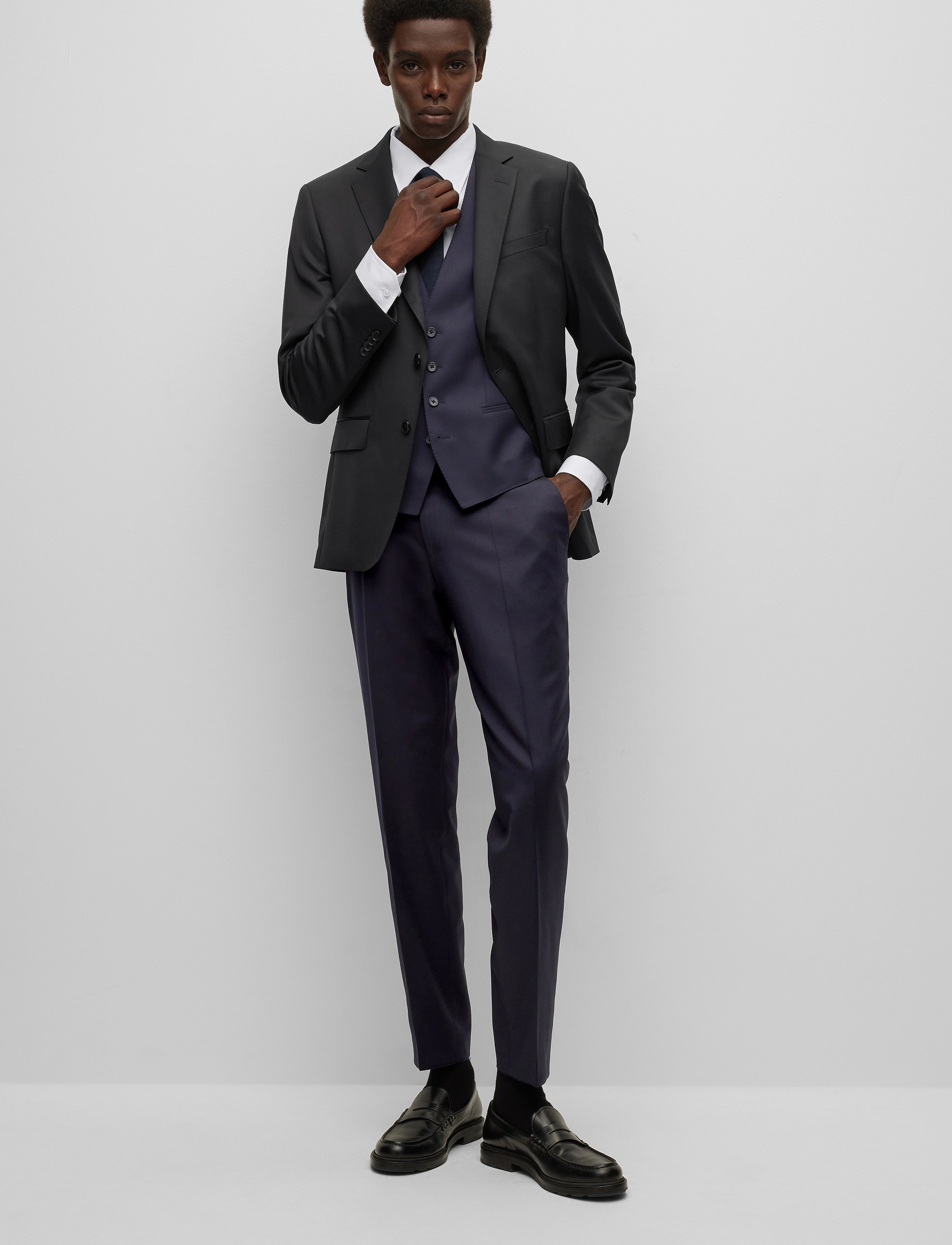 BOSS H-Huge-Vest-B1, 48, Navy, Suits & Blazere > Waistcoats, Herre