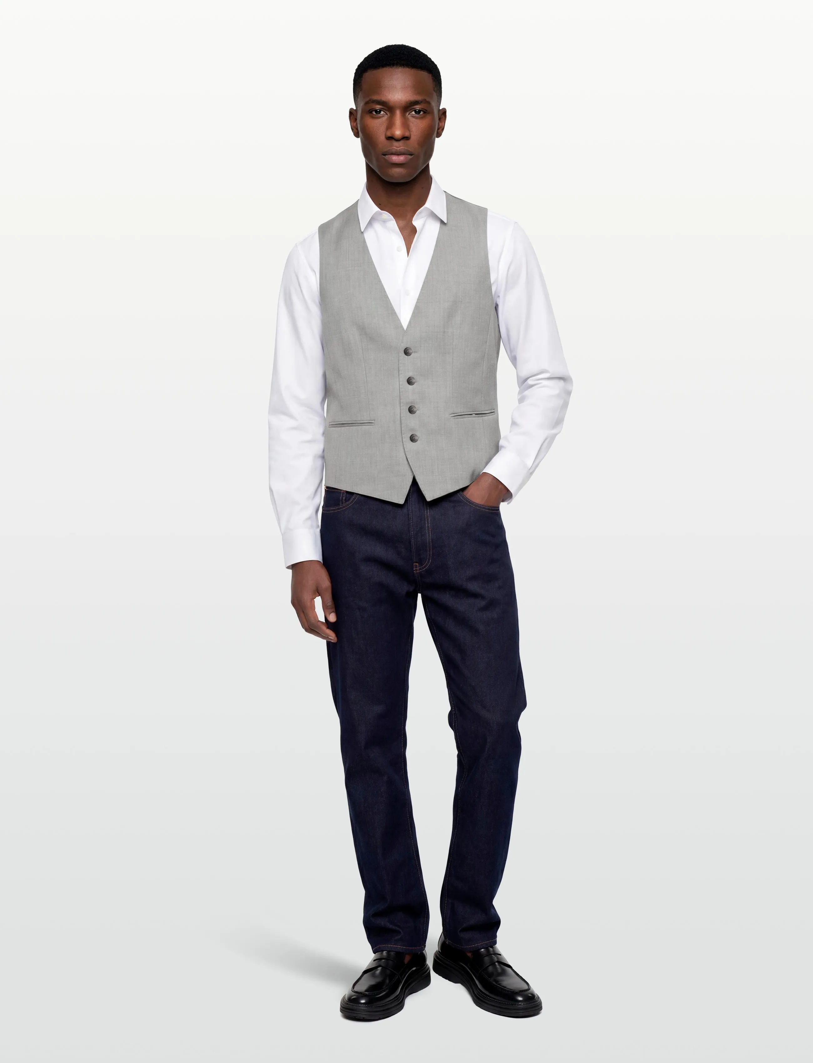 BOSS H-Huge-Vest-B1, 50, Silver, Suits & Blazere > Waistcoats, Herre