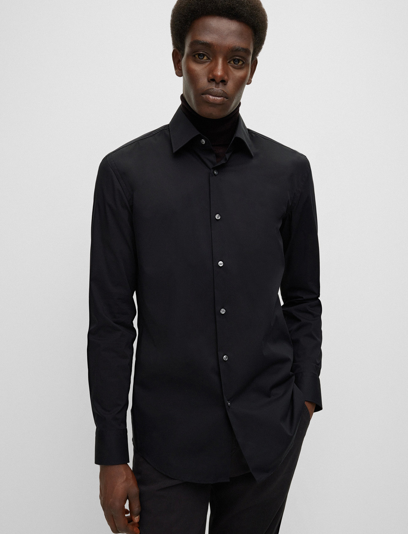 BOSS - H-HANK-kent-C1-214 - proginiai marškiniai - black - 0