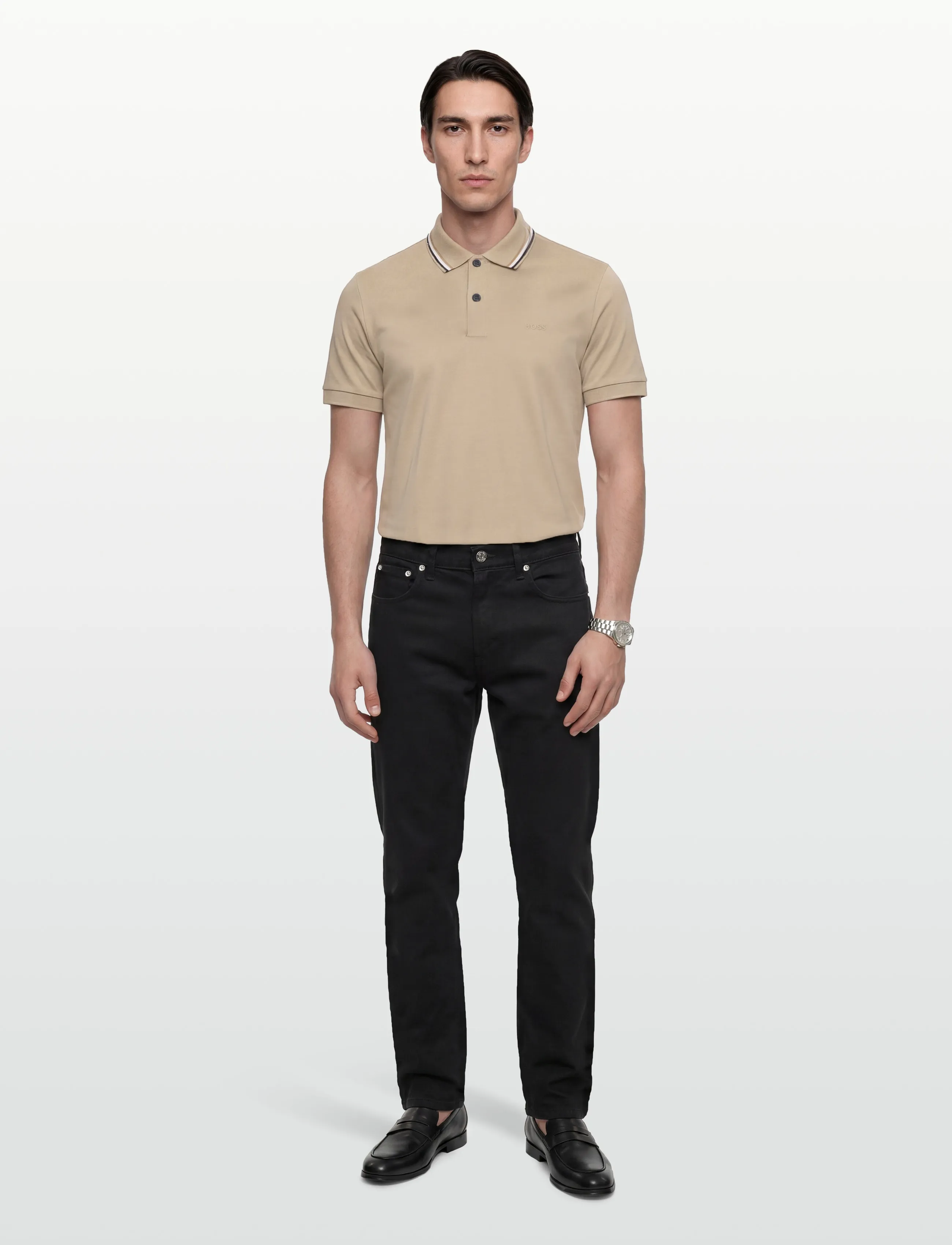 BOSS Penrose 38, XXL, Knitwear, Beige - Short Sleeve Knitted Polos, Männerswear