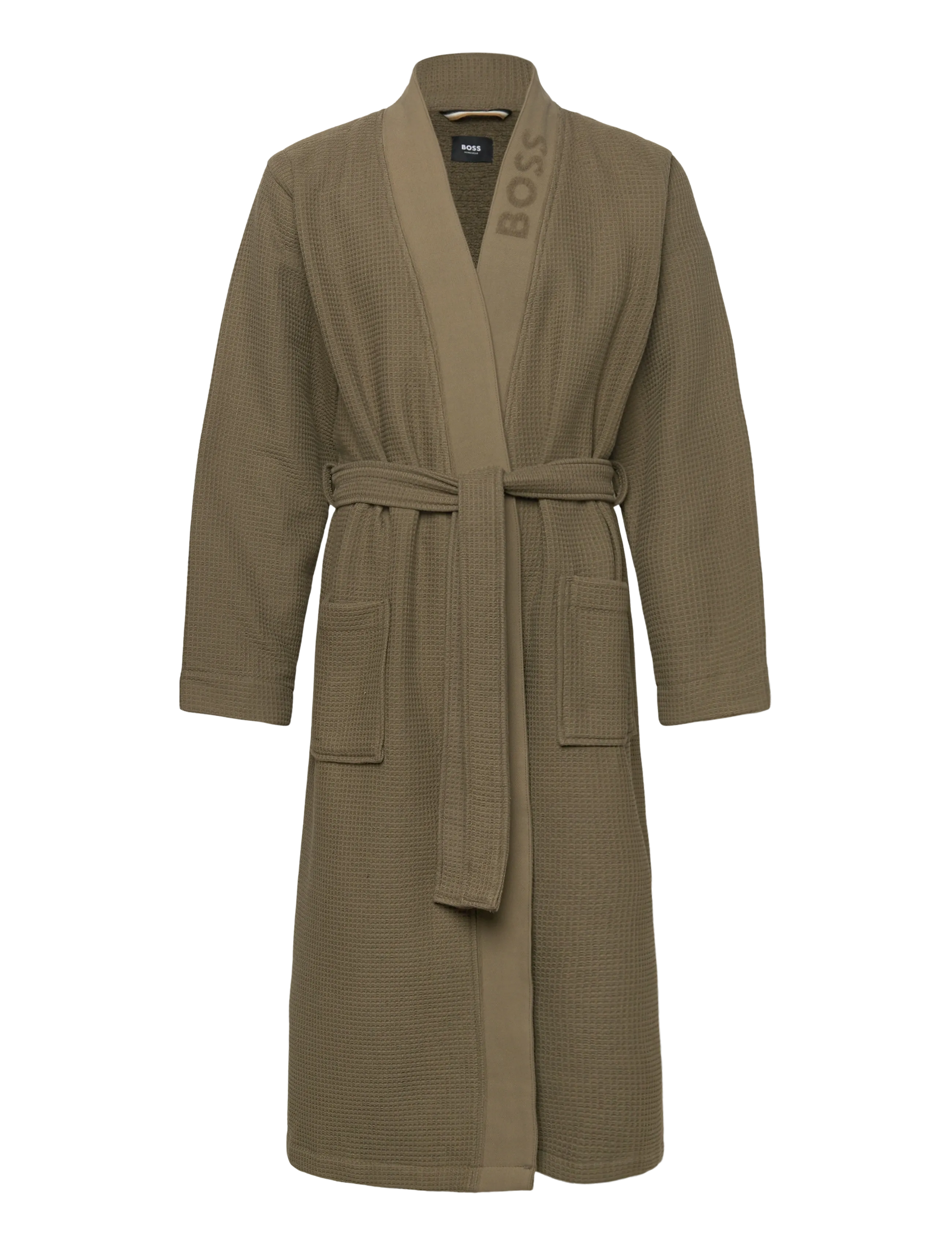 BOSS Waffle Kimono - Morgonrockar - OPEN BROWN / khaki/green