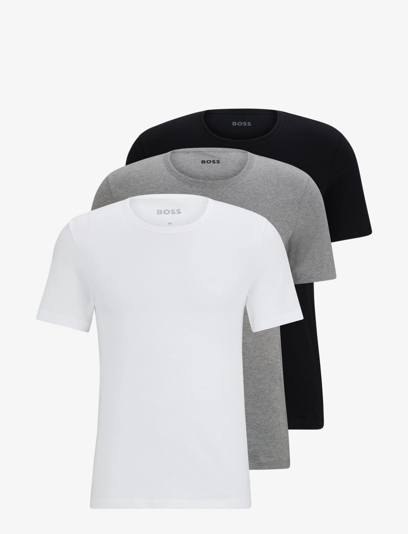 BOSS Tshirt Rn 3P Klassisch Schwarz - L - Herren