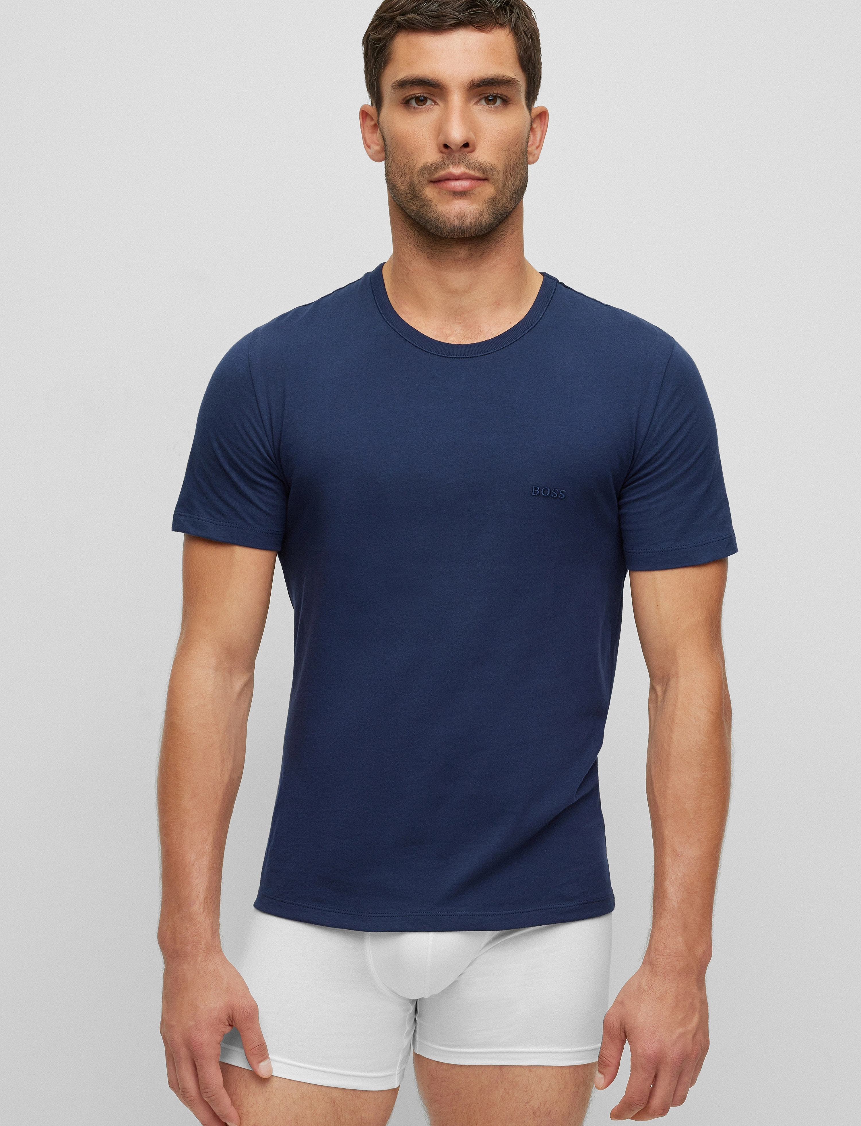 BOSS Tshirt Rn 3P Classic, M, T-shirts, Marineblau - Short-sleeved, Männerswear