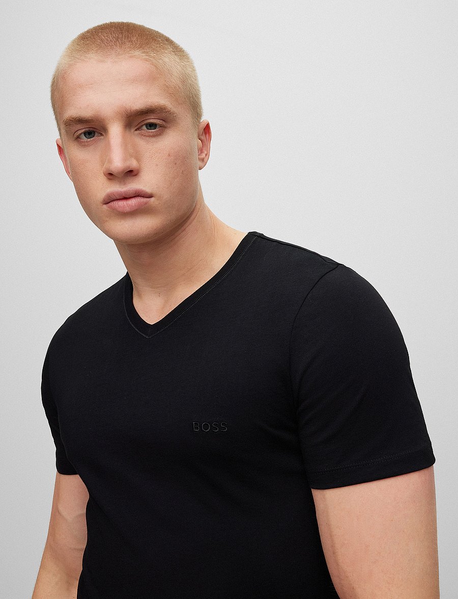 BOSS - TShirtVN 3P Classic - v-kaelusega t-särgid - black - 2