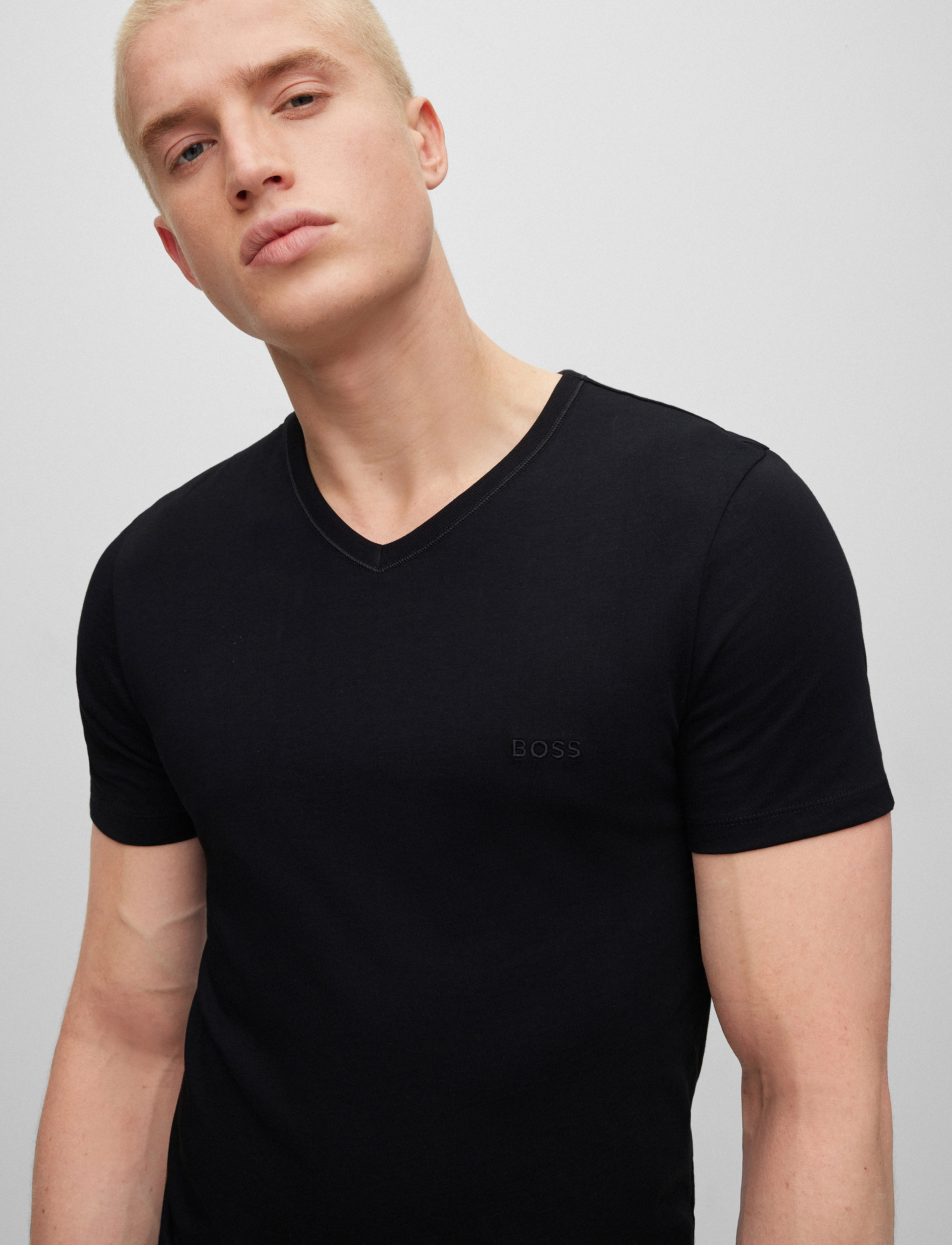 BOSS - TShirtVN 3P Classic - v-hals t-shirts - black - 4