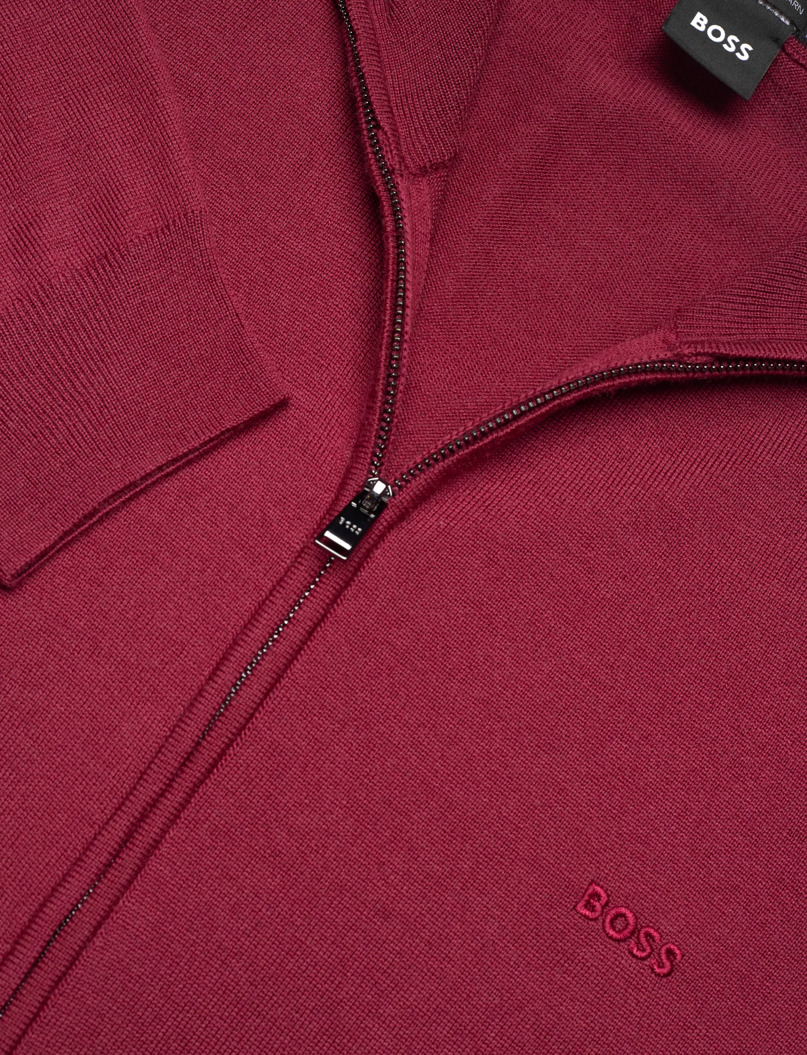 BOSS - Balonso-L - pullover mit durchgehendem reißverschluss - dark red - 2