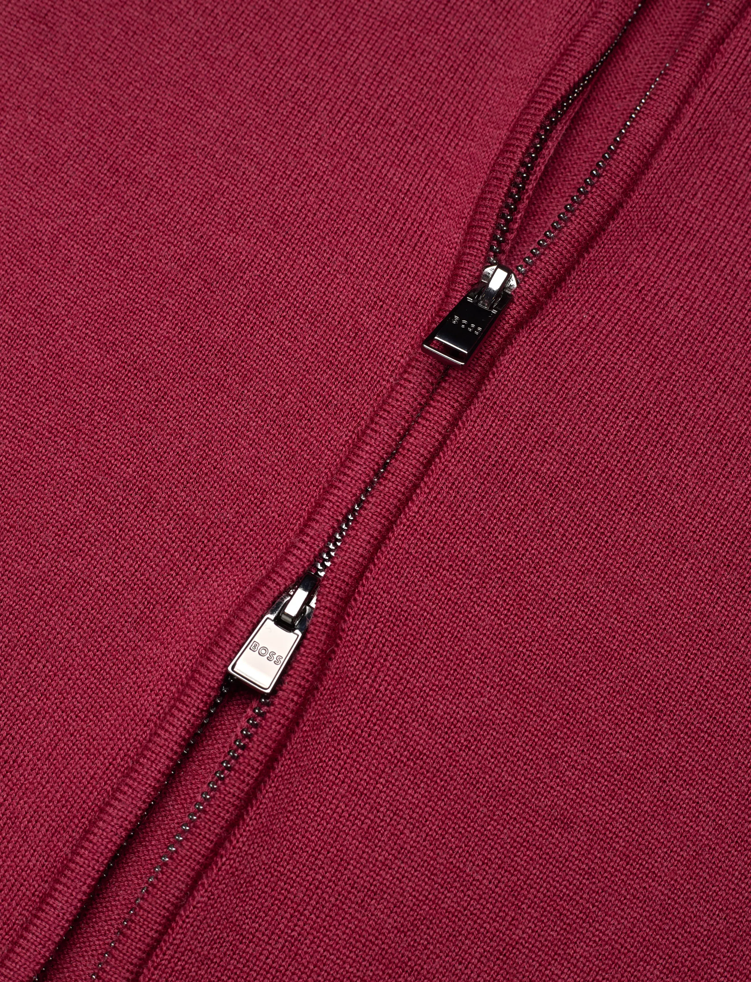 BOSS - Balonso-L - pullover mit durchgehendem reißverschluss - dark red - 3