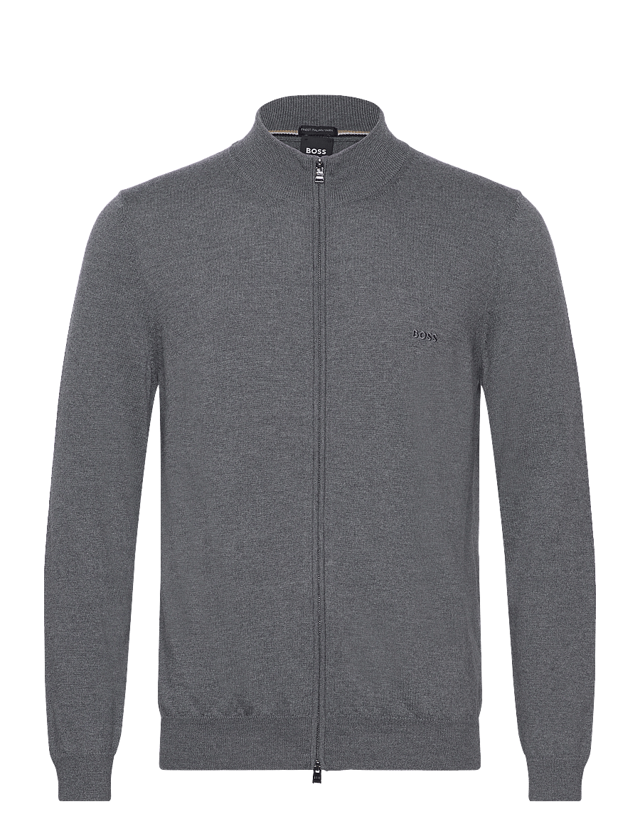 BOSS - Balonso-L - pullover mit durchgehendem reißverschluss - medium grey - 0