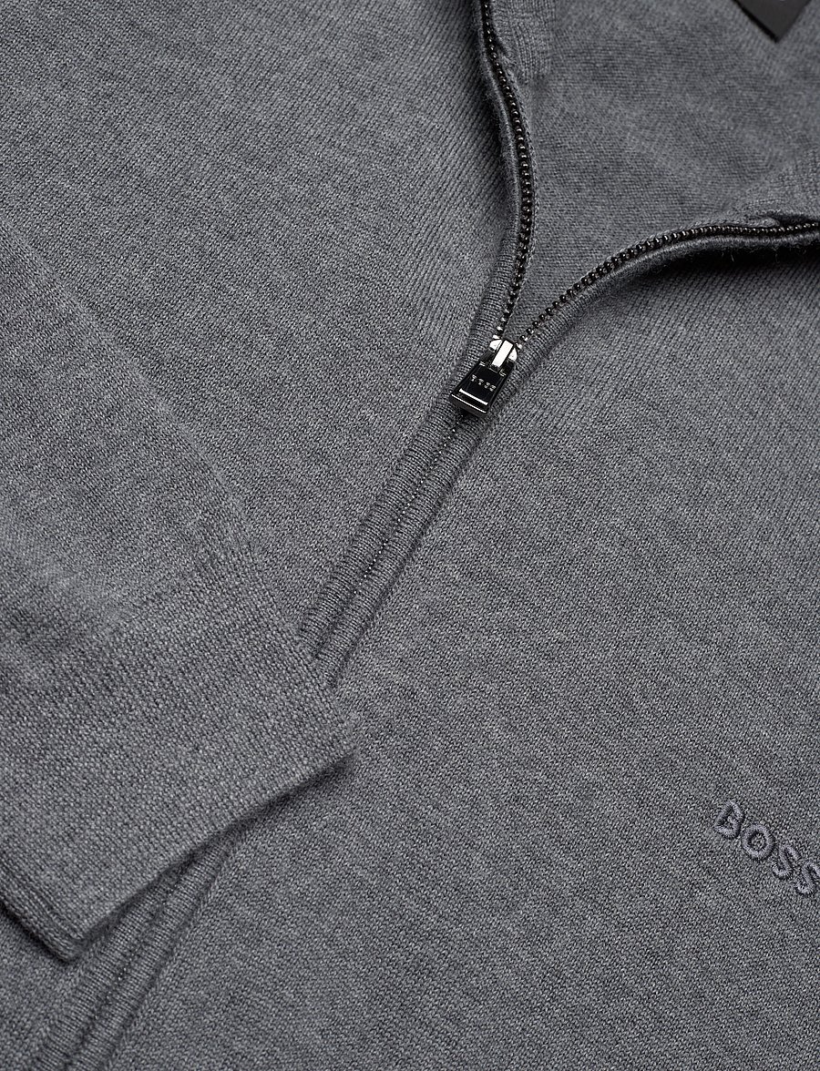 BOSS - Balonso-L - pullover mit durchgehendem reißverschluss - medium grey - 2