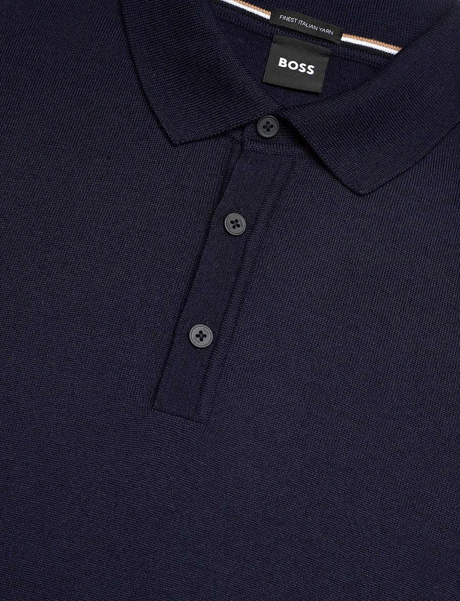 BOSS - Lancione - long-sleeved knitted polos - dark blue - 2