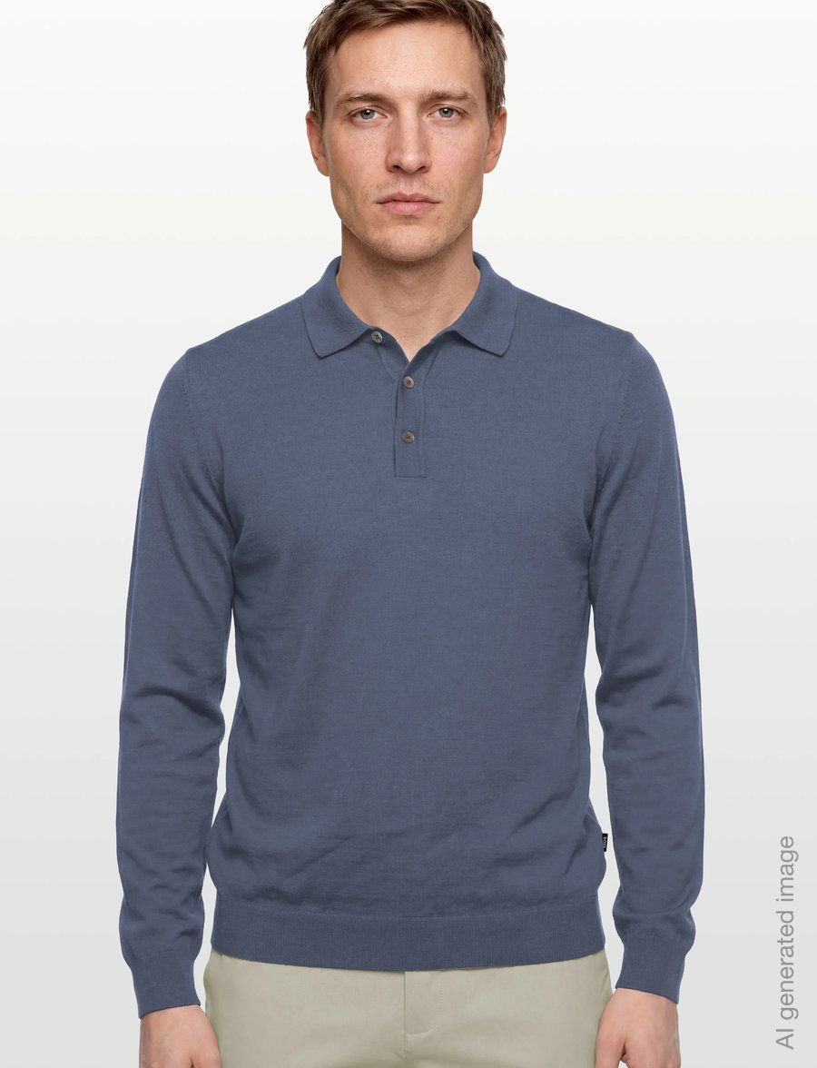 BOSS - Lancione - pikkade varrukatega kootud polod - open blue - 3
