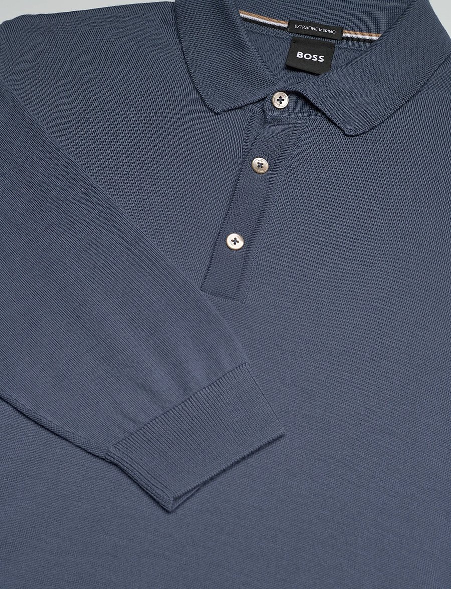 BOSS - Lancione - pikkade varrukatega kootud polod - open blue - 5