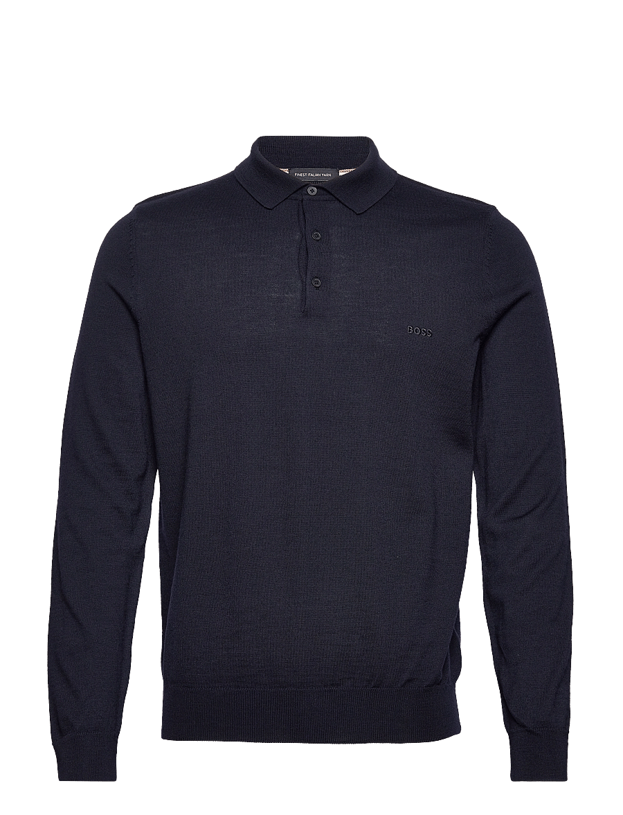 BOSS - Bono-L - langärmelige gestrickte polohemden - dark blue - 0