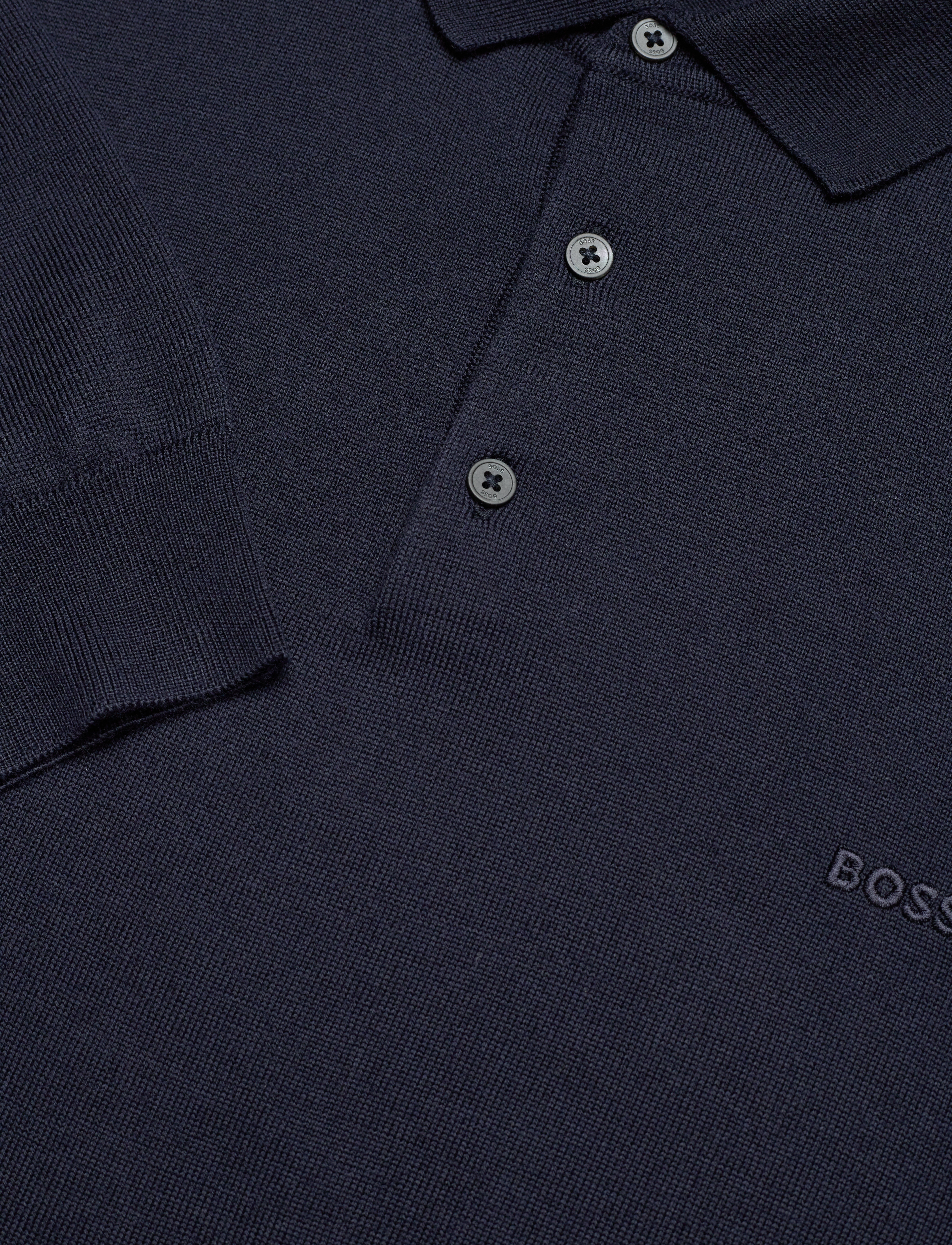 BOSS - Bono-L - langärmelige gestrickte polohemden - dark blue - 3
