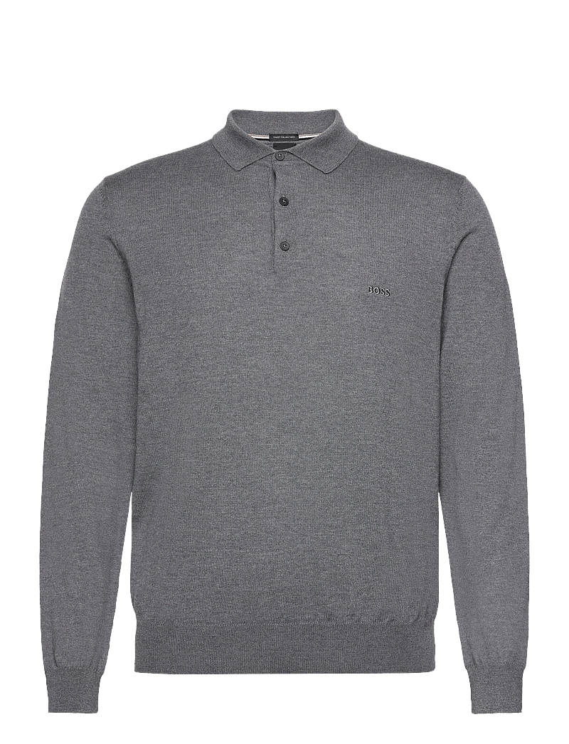 BOSS - Bono-L - langärmelige gestrickte polohemden - medium grey - 0