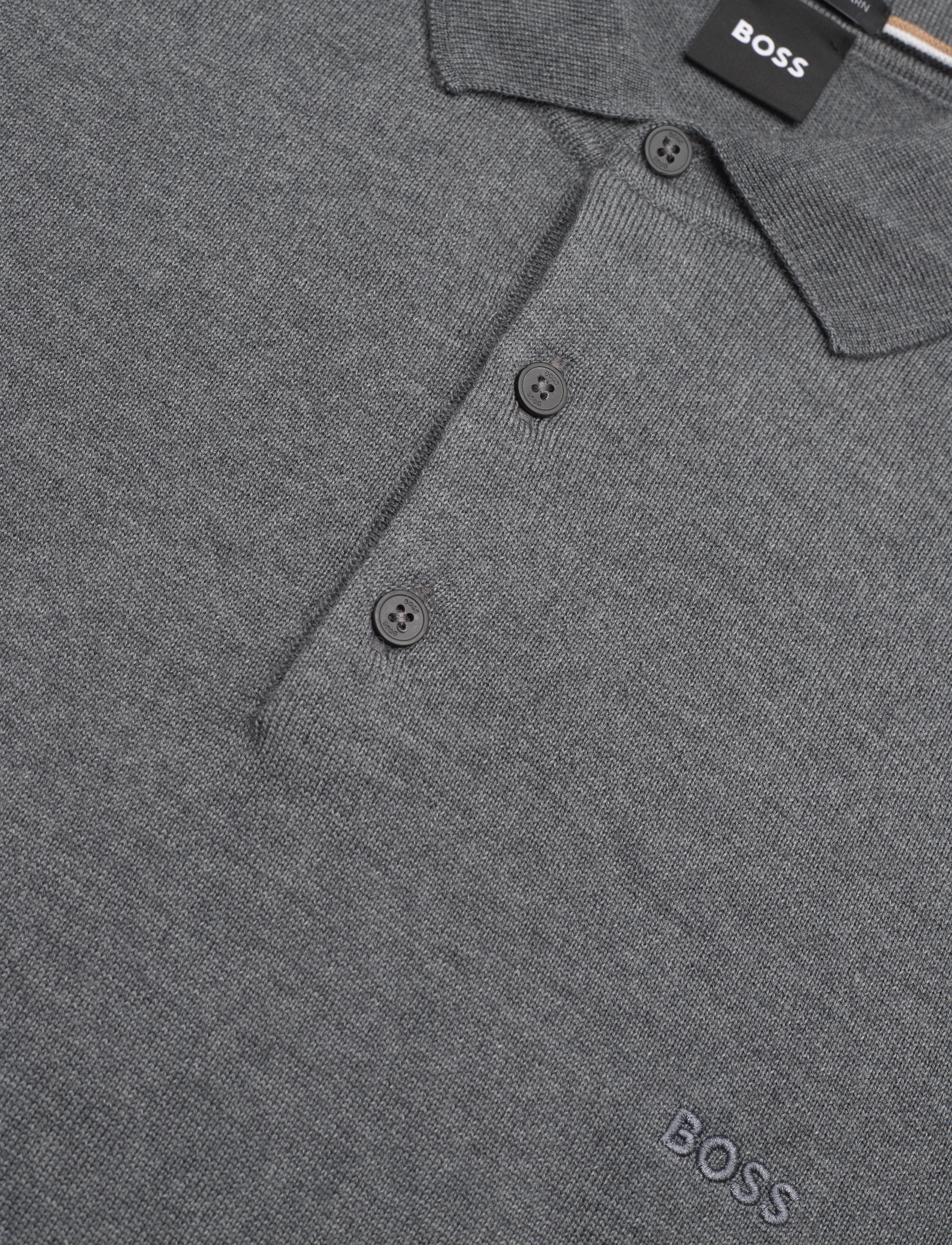 BOSS - Bono-L - langärmelige gestrickte polohemden - medium grey - 2