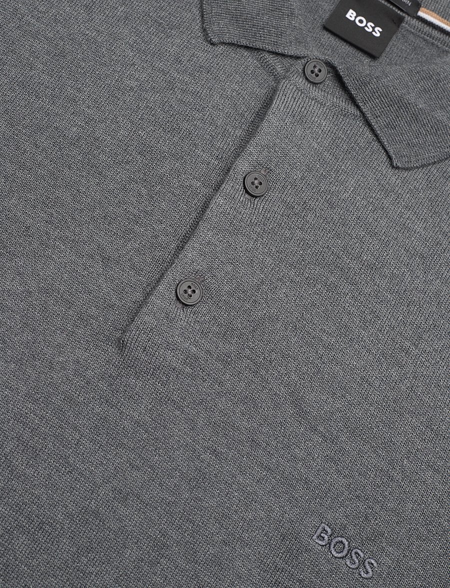 BOSS - Bono-L - langärmelige gestrickte polohemden - medium grey - 2
