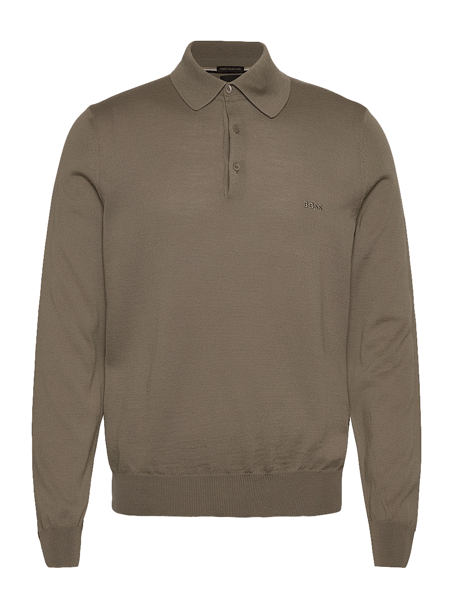 BOSS - Bono-L - langärmelige gestrickte polohemden - open brown - 0