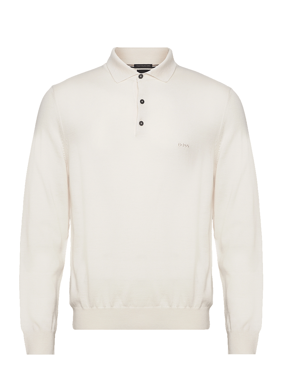 BOSS - Bono-L - langärmelige gestrickte polohemden - open white - 0