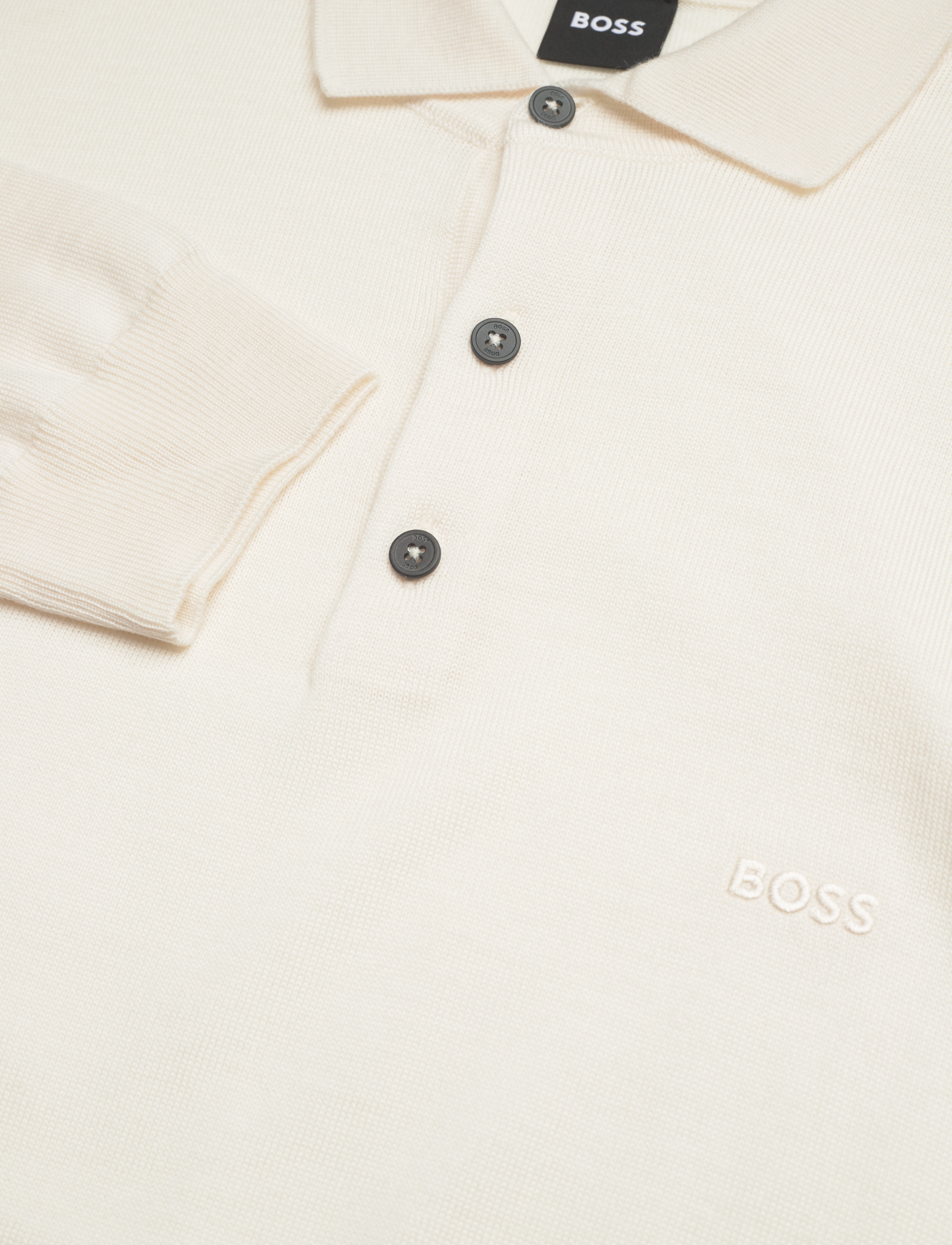 BOSS - Bono-L - pikkade varrukatega kootud polosärgid - open white - 2