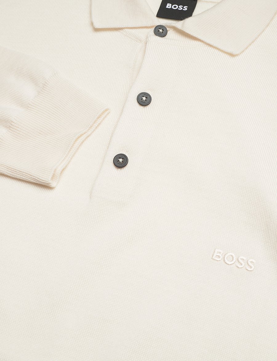 BOSS - Bono-L - langärmelige gestrickte polohemden - open white - 2
