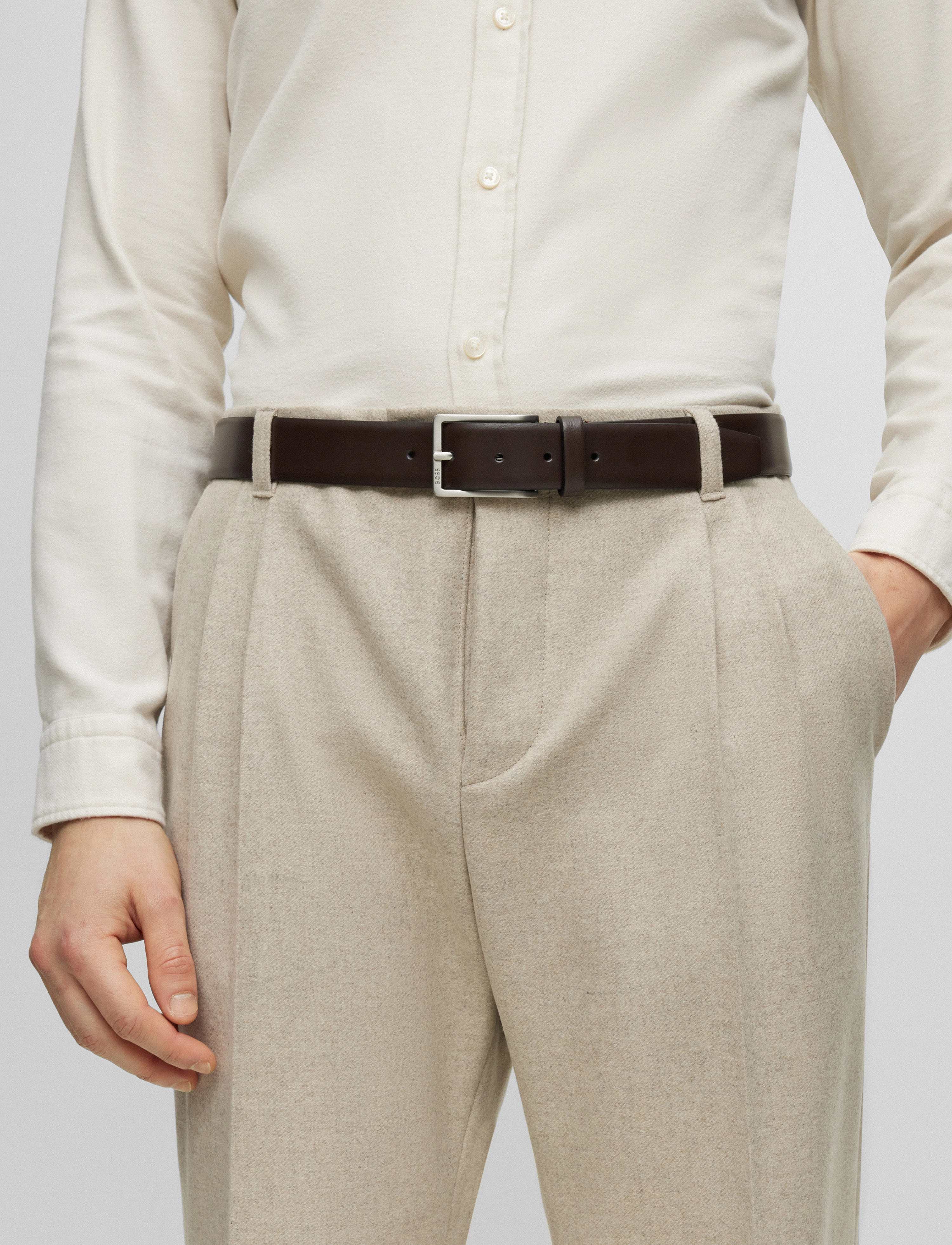 BOSS - Erman-L_Sz35 - sígild belti - dark brown - 3