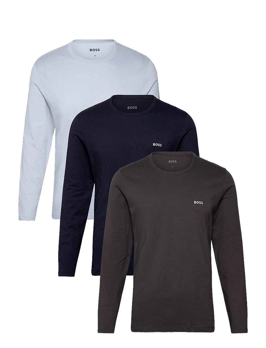 BOSS - LSShirtRN 3P Classic - long-sleeved t-shirts - open blue - 0