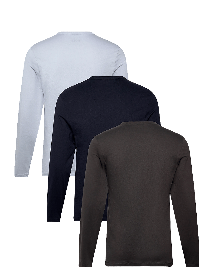 BOSS - LSShirtRN 3P Classic - long-sleeved t-shirts - open blue - 1
