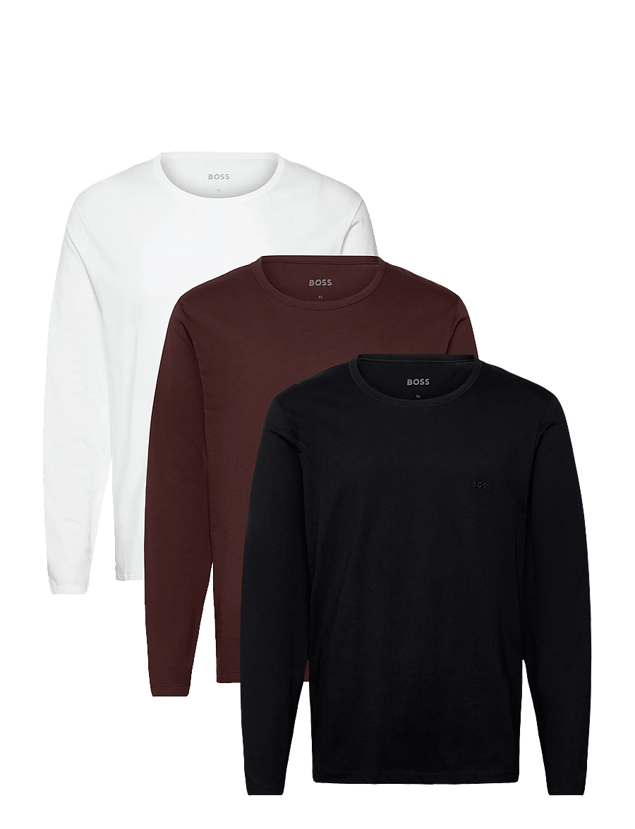BOSS - LSShirtRN 3P Classic - long-sleeved t-shirts - open brown - 0