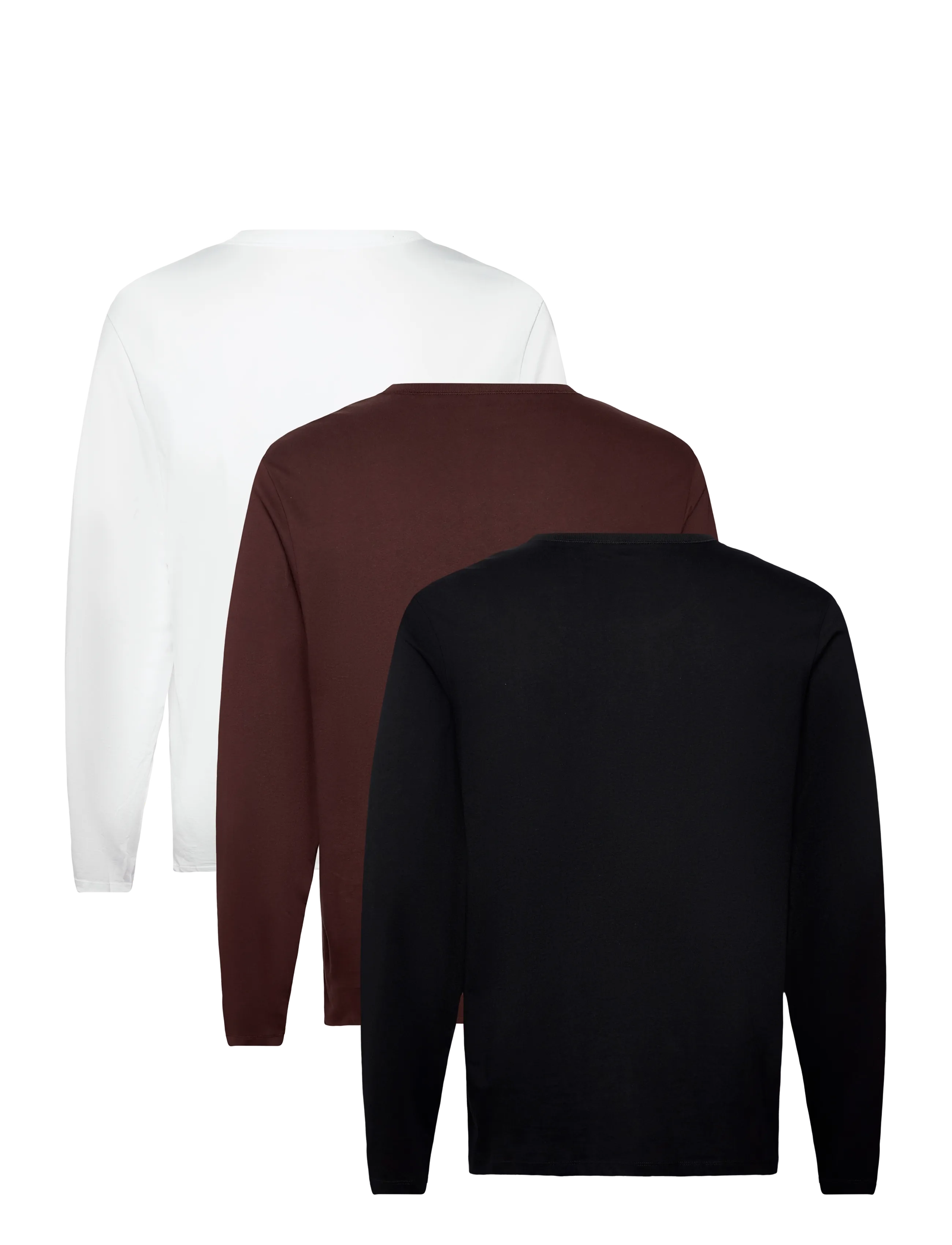 BOSS - LSShirtRN 3P Classic - long-sleeved t-shirts - open brown - 1