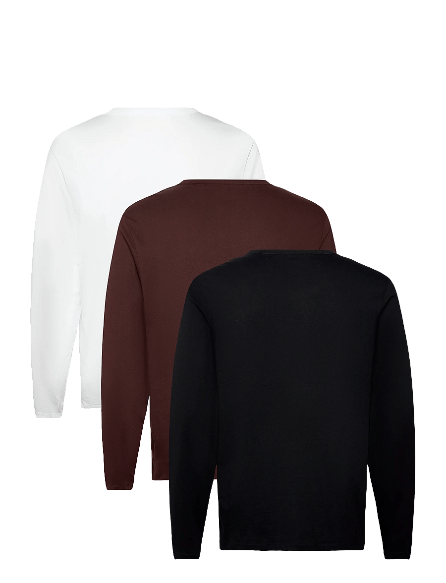 BOSS - LSShirtRN 3P Classic - long-sleeved t-shirts - open brown - 1