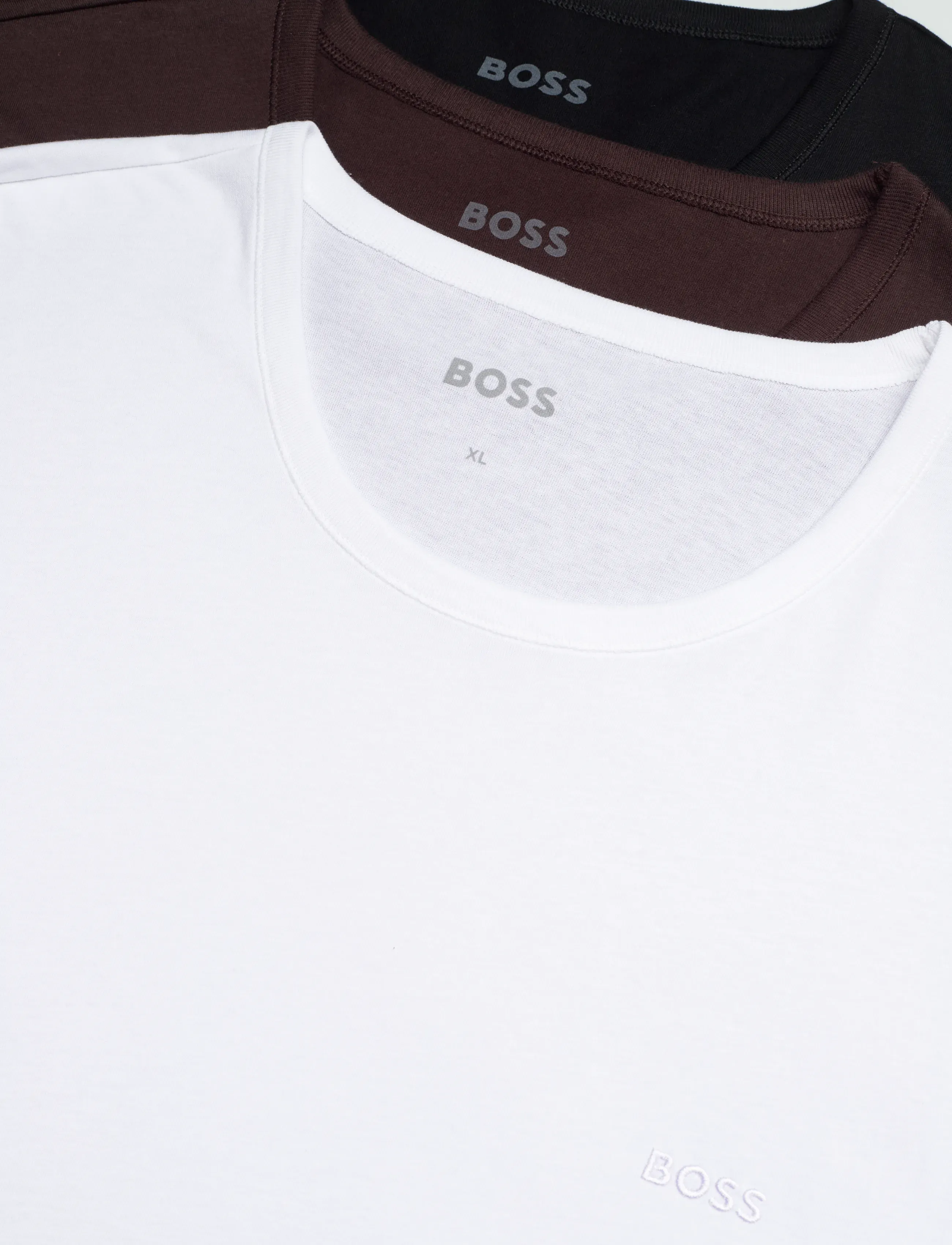 BOSS - LSShirtRN 3P Classic - langærmede t-shirts - open brown - 1
