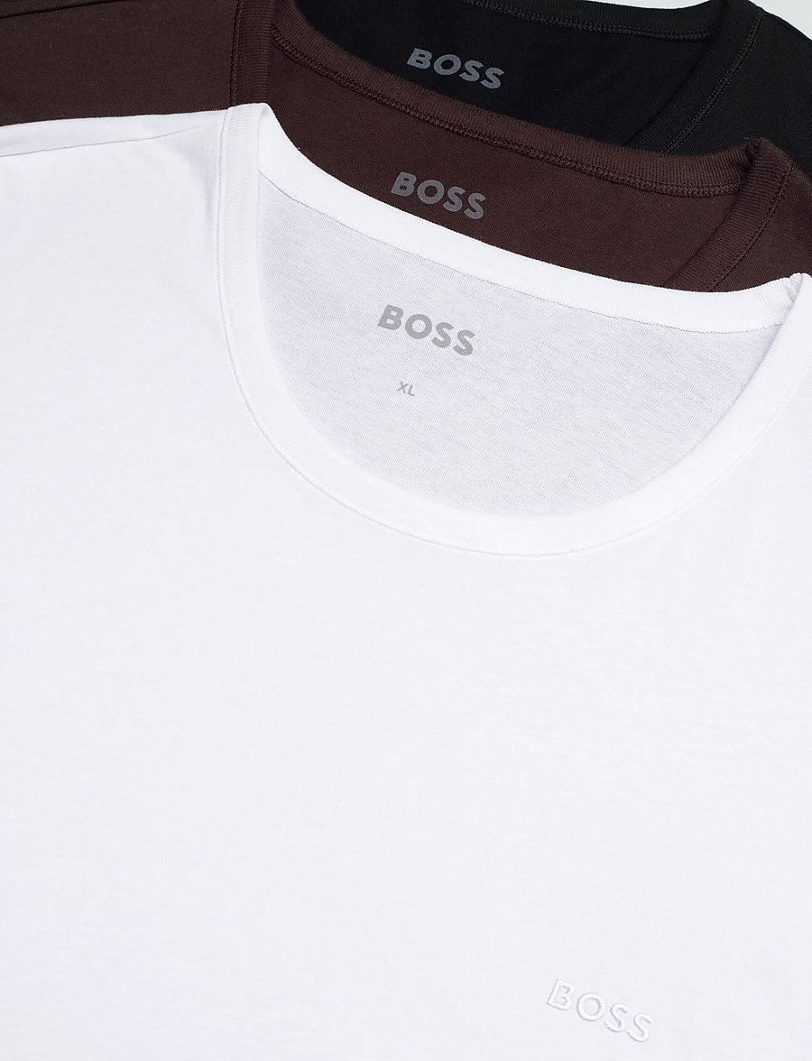 BOSS - LSShirtRN 3P Classic - langærmede t-shirts - open brown - 1