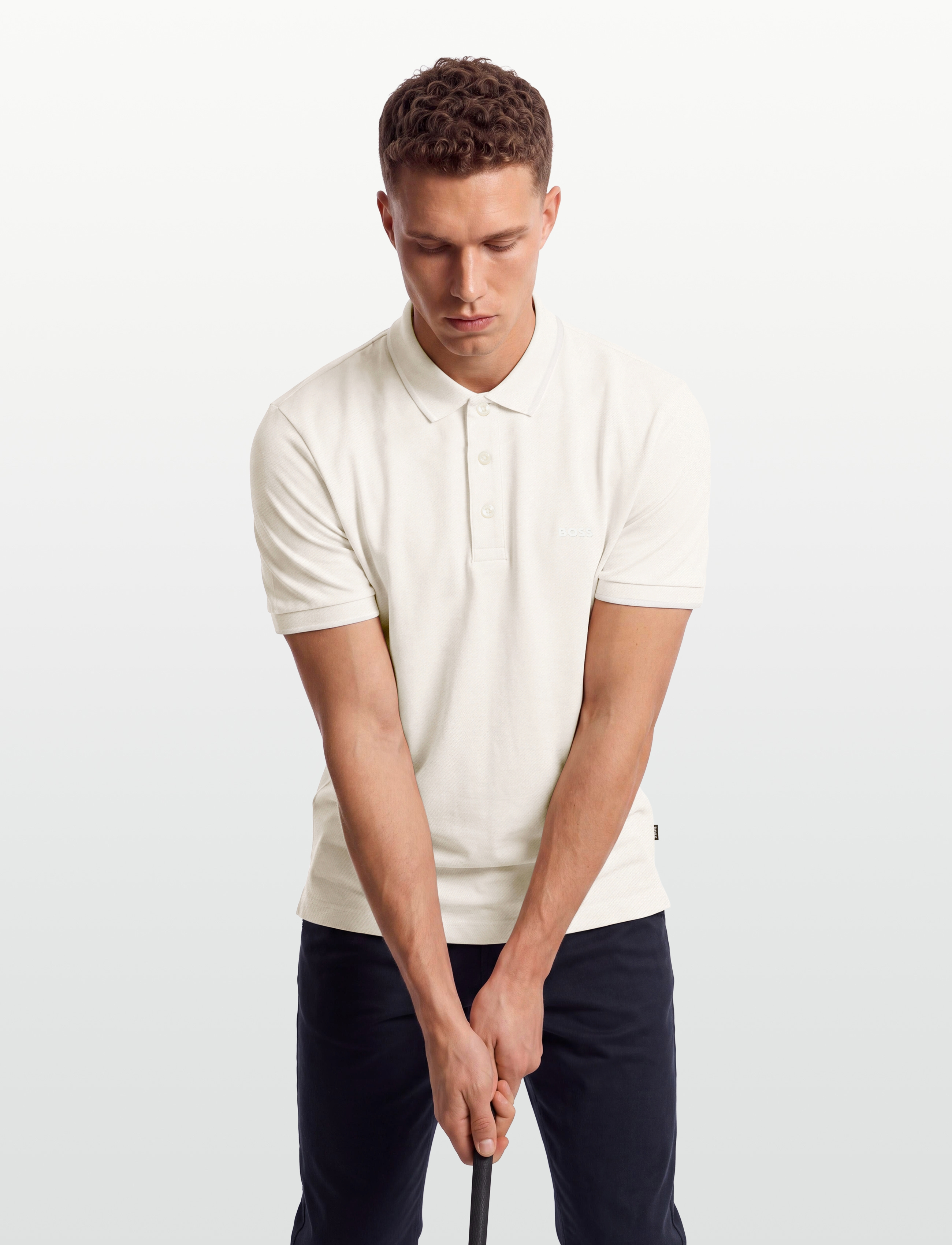 BOSS - Parlay 190 - lühikeste varrukatega polod - open white - 3
