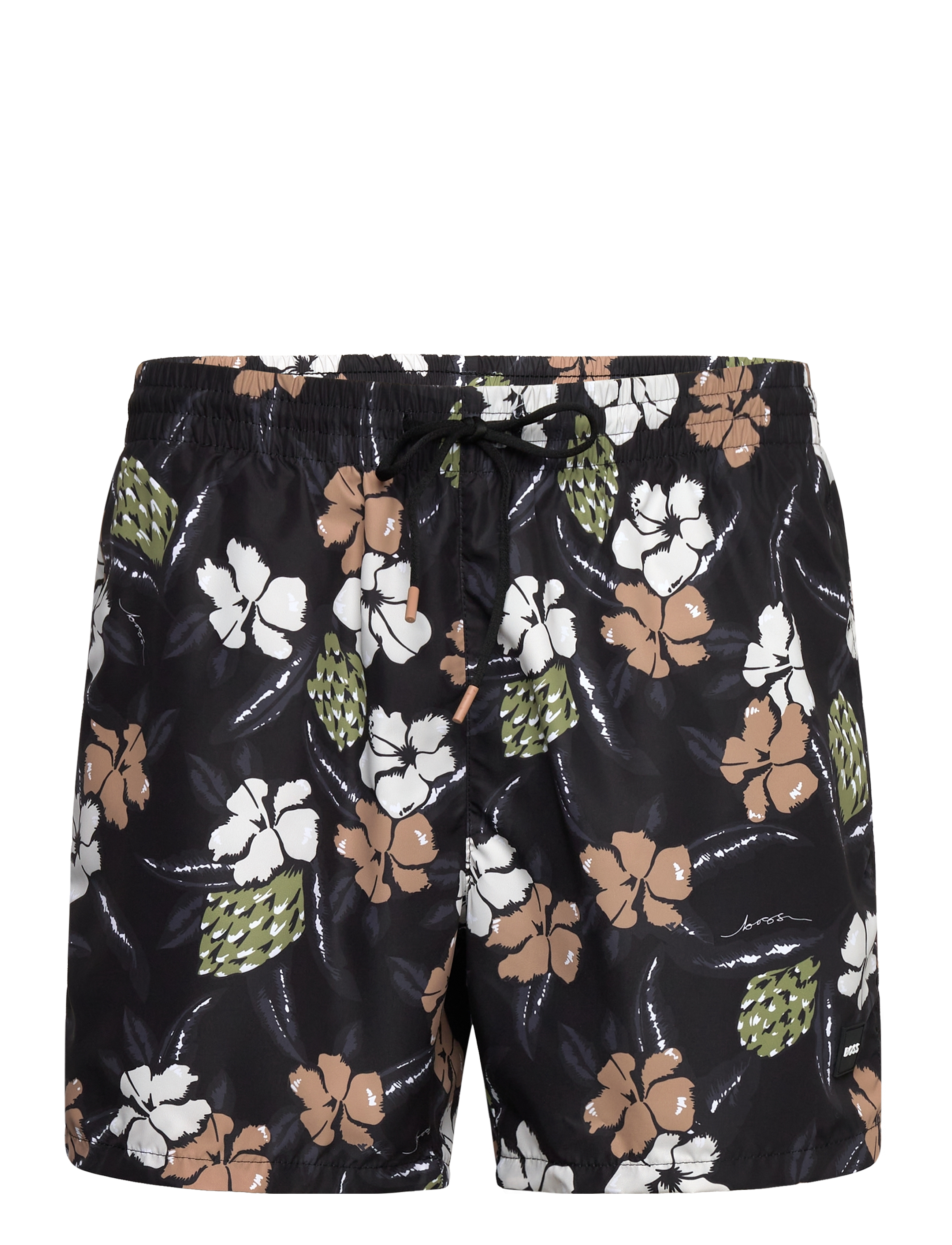 BOSS Piranha, Mænd, Mønstrede Badeshorts, Sort, Str: XL