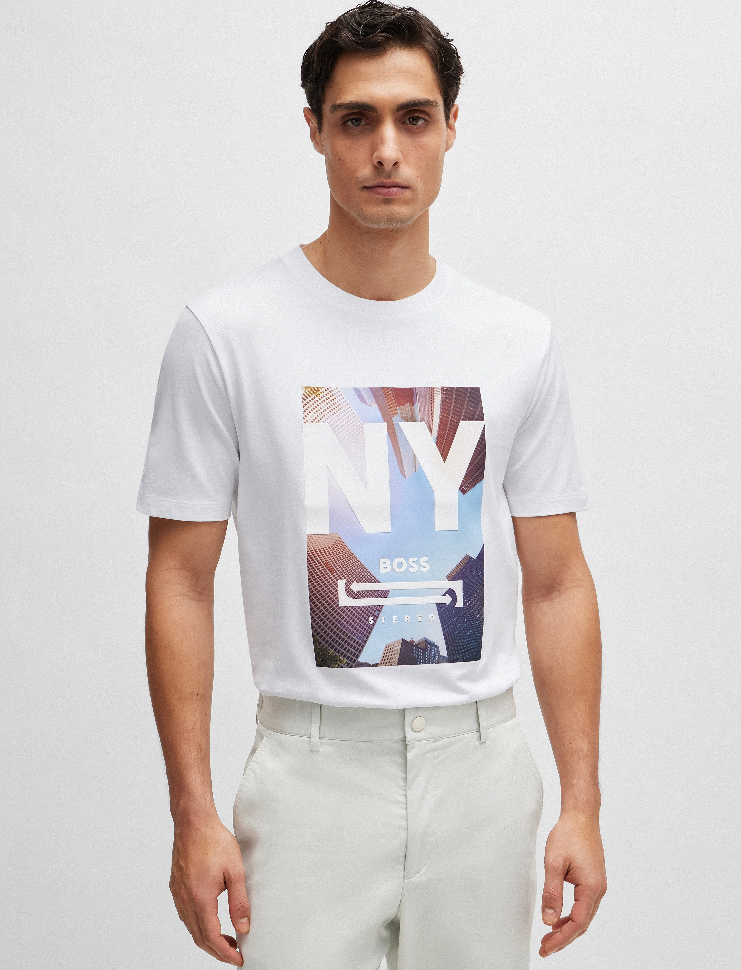BOSS Tiburt 511 - T-shirts med print - NATURAL / white