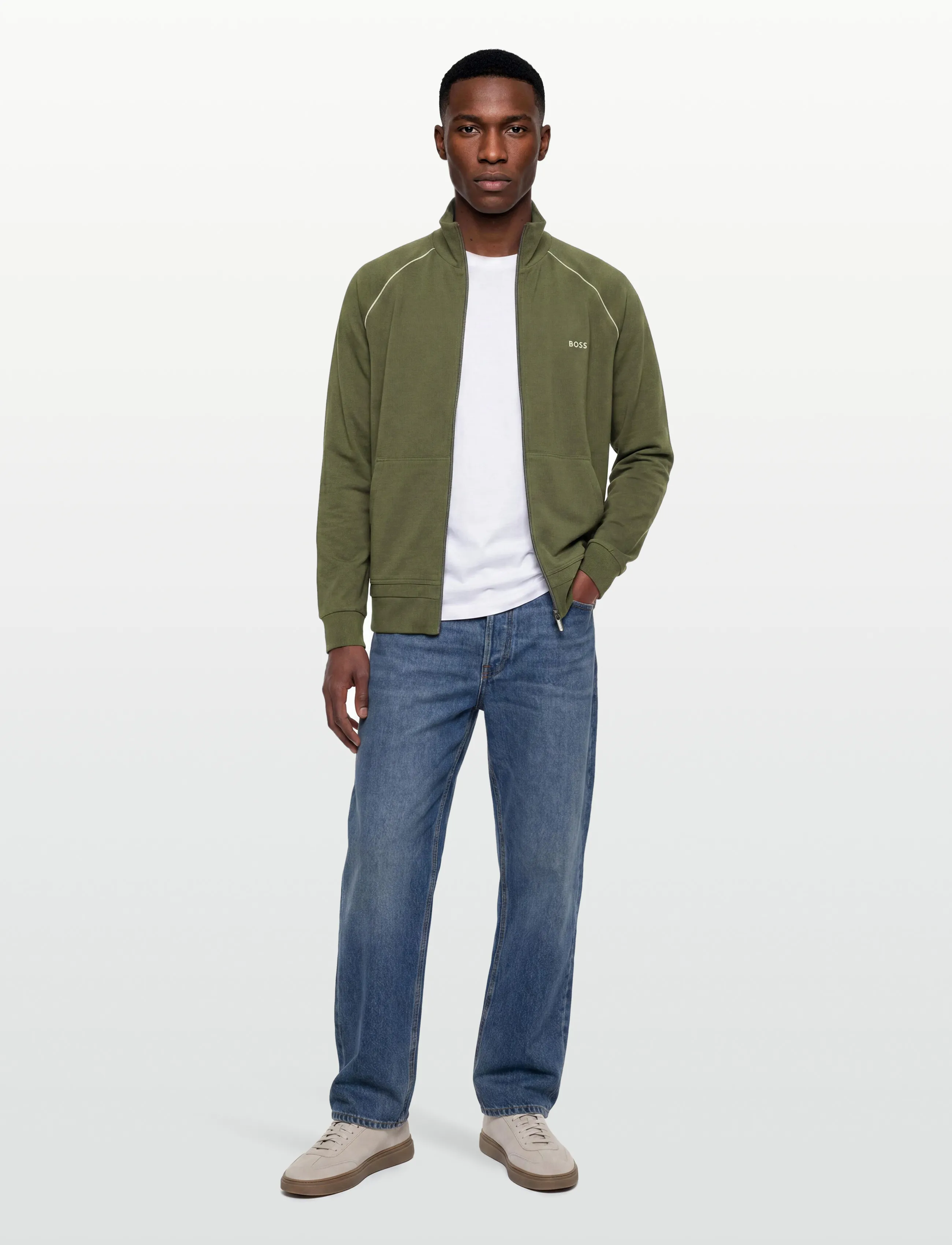 BOSS Mix&Match Jacket Z, M, Sweatshirts & Hoodies, Khakigrün - Sweatshirts, Männerswear