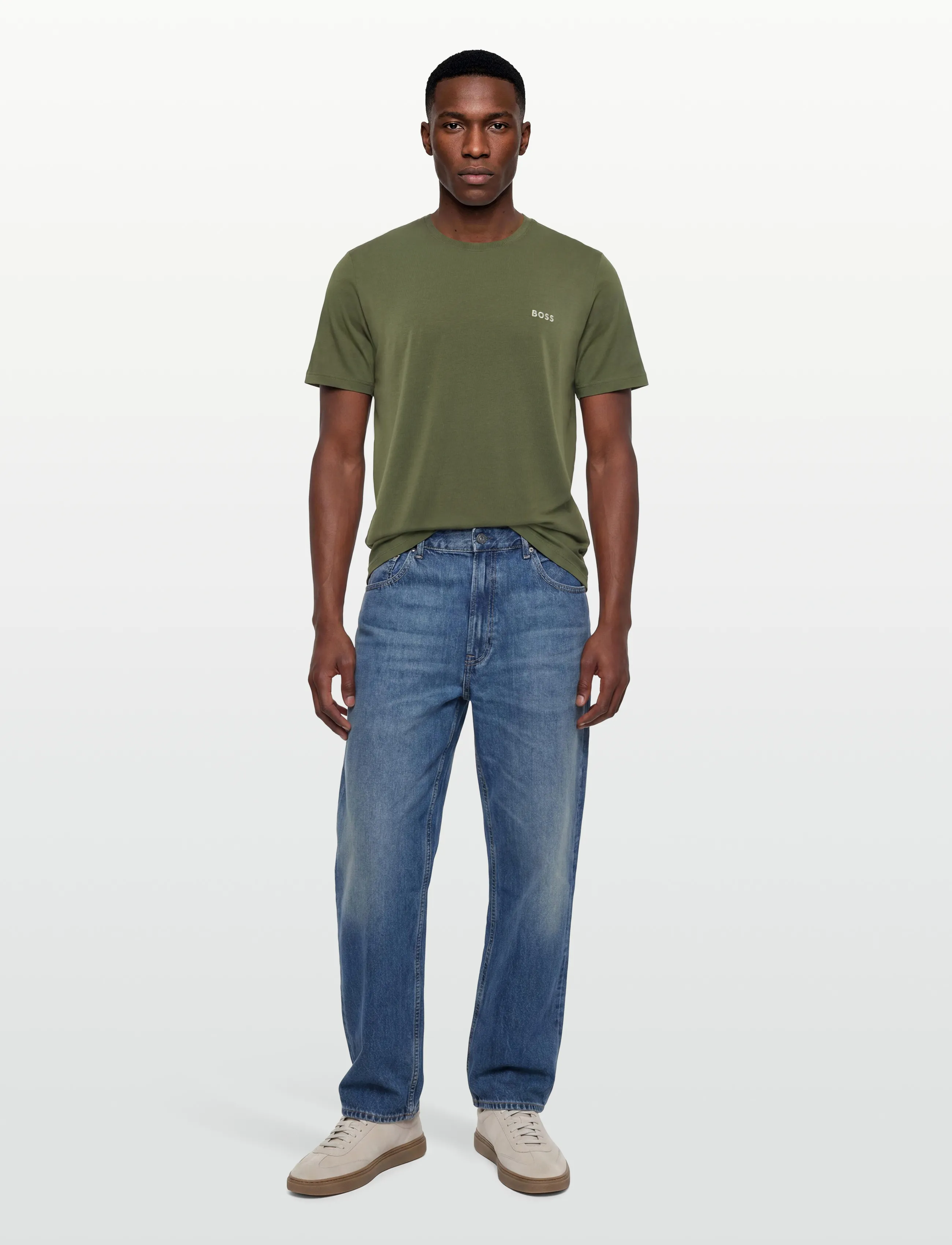 BOSS Mix&Match T-Shirt R, S, T-shirts, Khakigrün - Short-sleeved, Männerswear