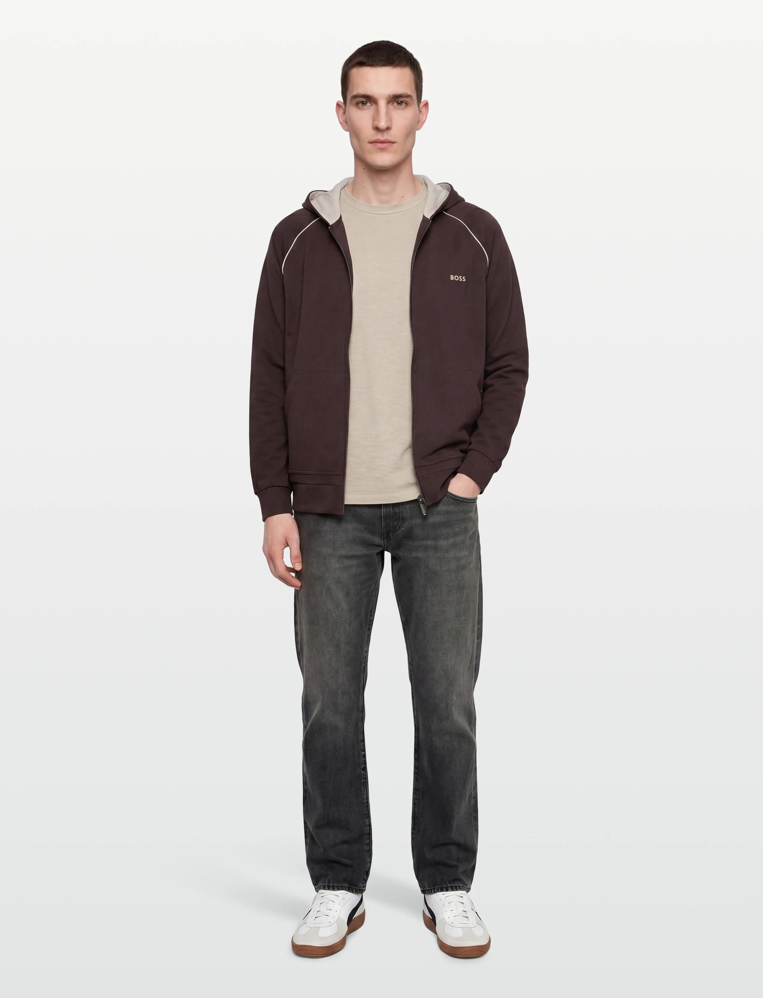 BOSS Mix&Match Jacket H - Dressipluusid - DARK BROWN / brown
