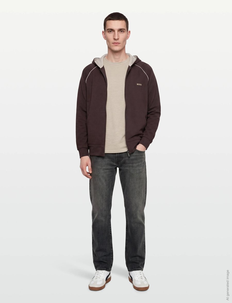 BOSS - Mix&Match Jacket H - hoodies - dark brown - 0