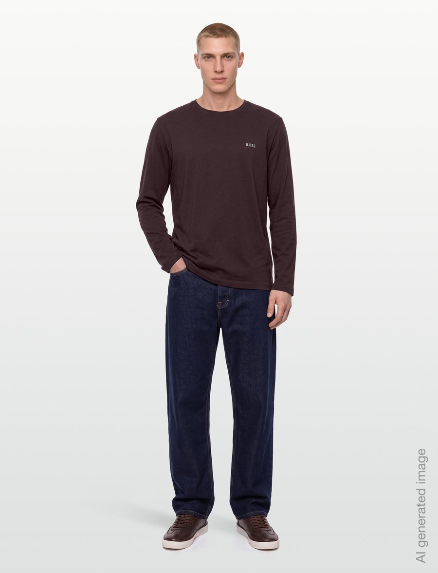 BOSS - Mix&Match LS-Shirt R - langärmelige t-shirts - dark brown - 0