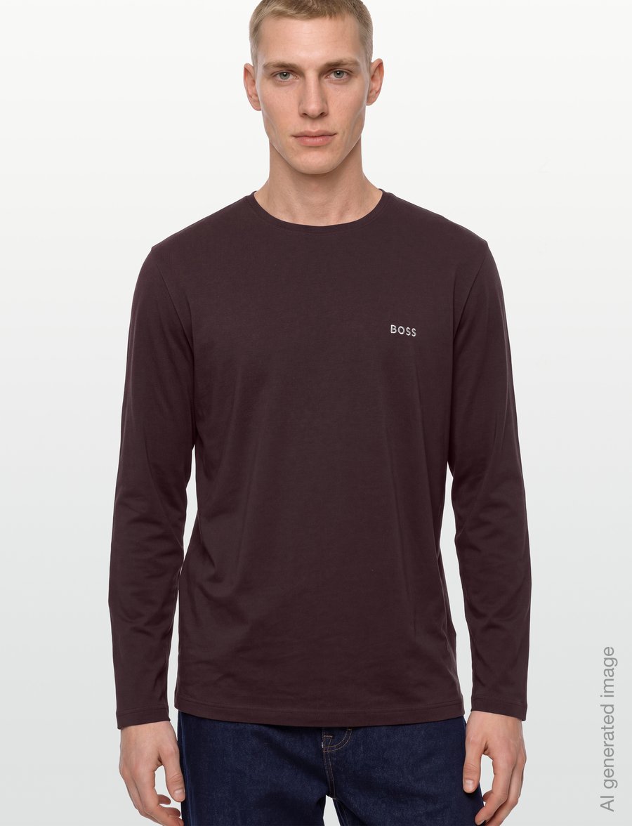 BOSS - Mix&Match LS-Shirt R - langärmelige t-shirts - dark brown - 3