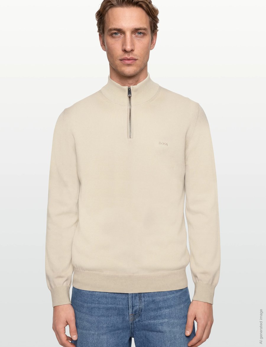 BOSS - Padro-L - pullover mit halbem reißverschluss - open white - 3