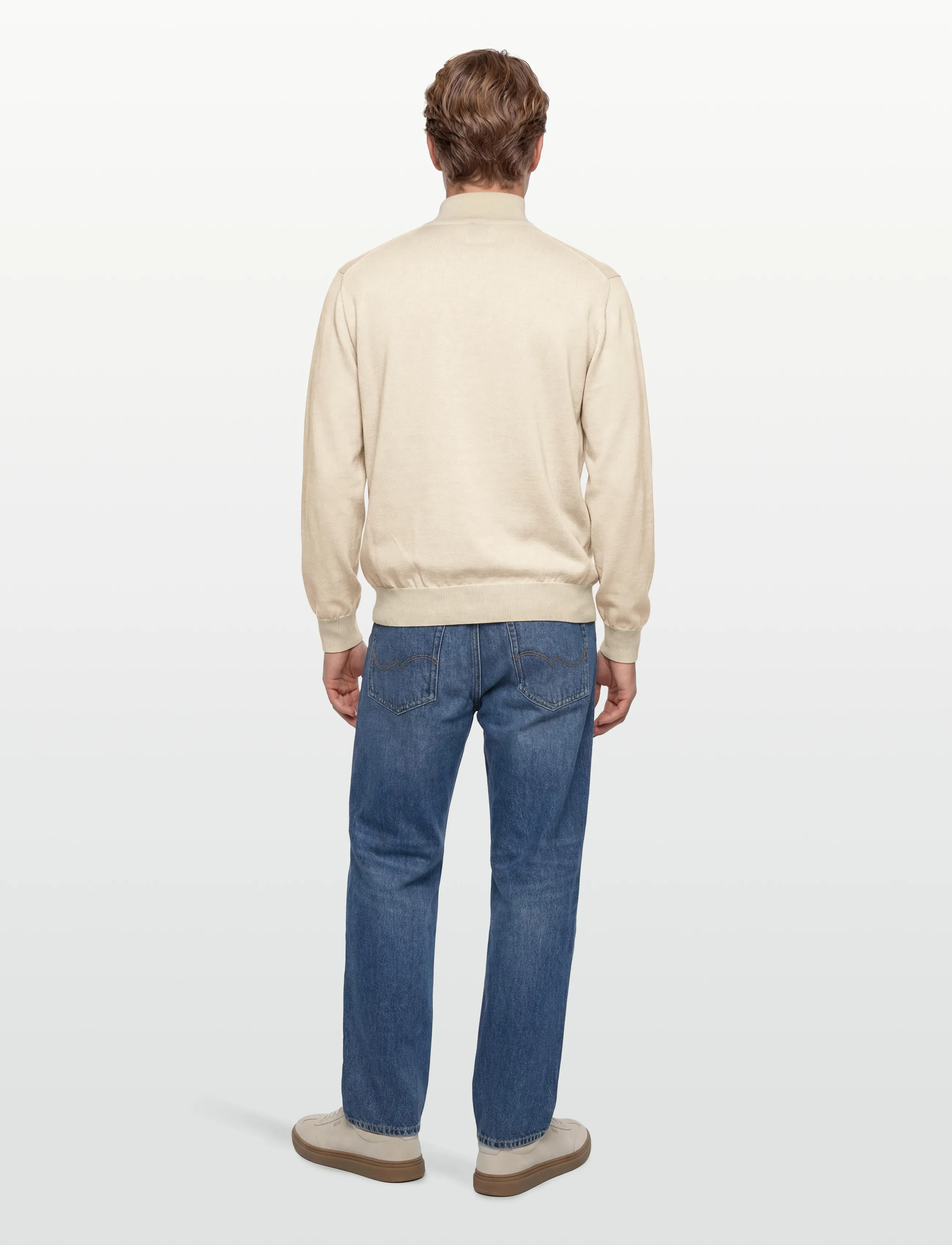 BOSS - Padro-L - halfzip strik - open white - 4