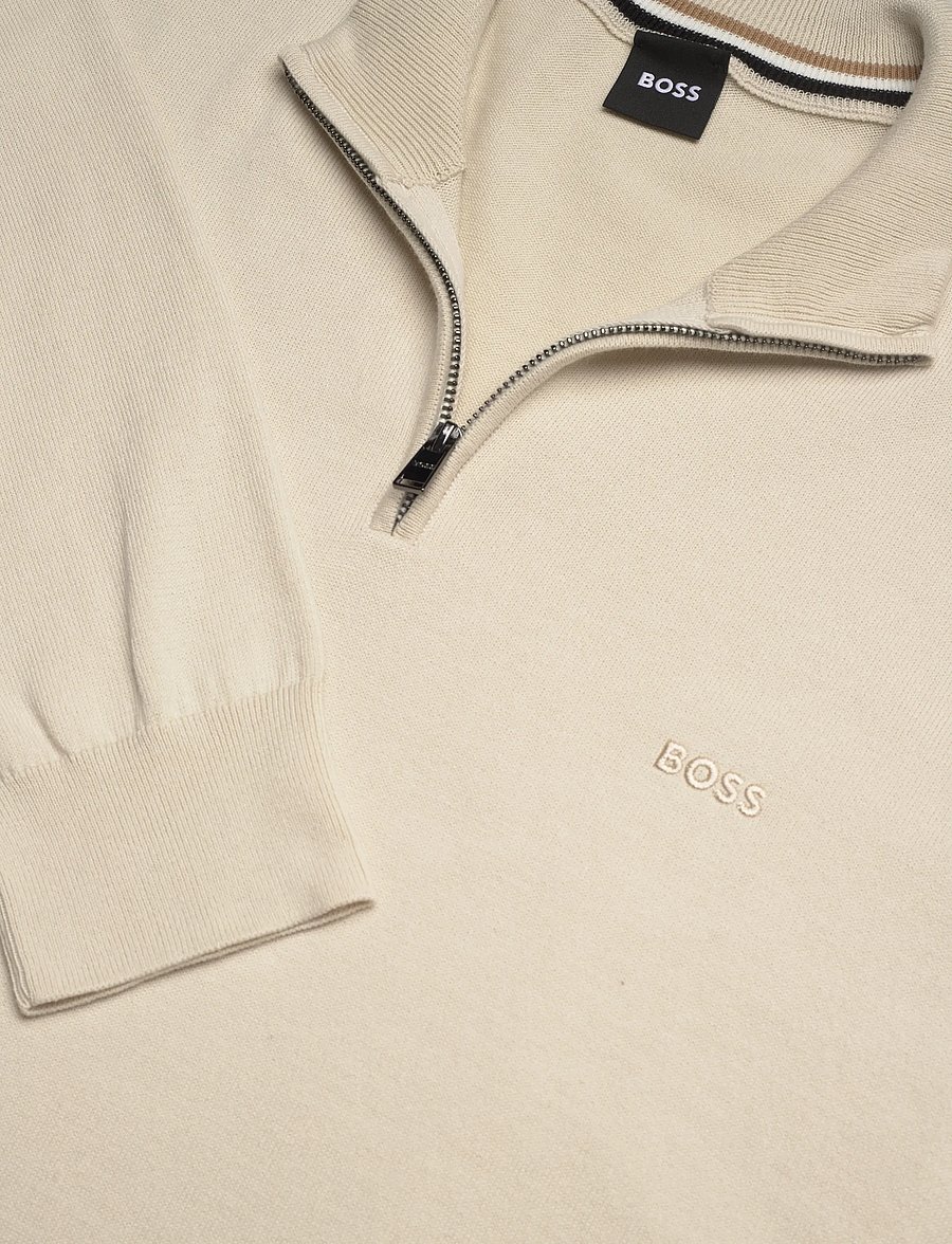 BOSS - Padro-L - pullover mit halbem reißverschluss - open white - 2